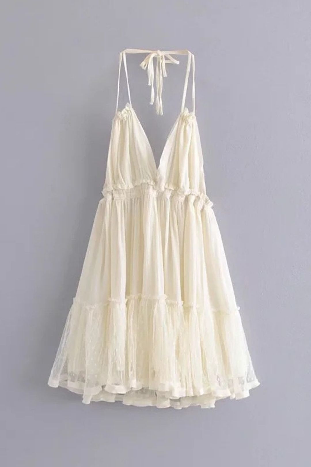 Waist Slimming Hem Mesh Splicing Backless Suspender Dress