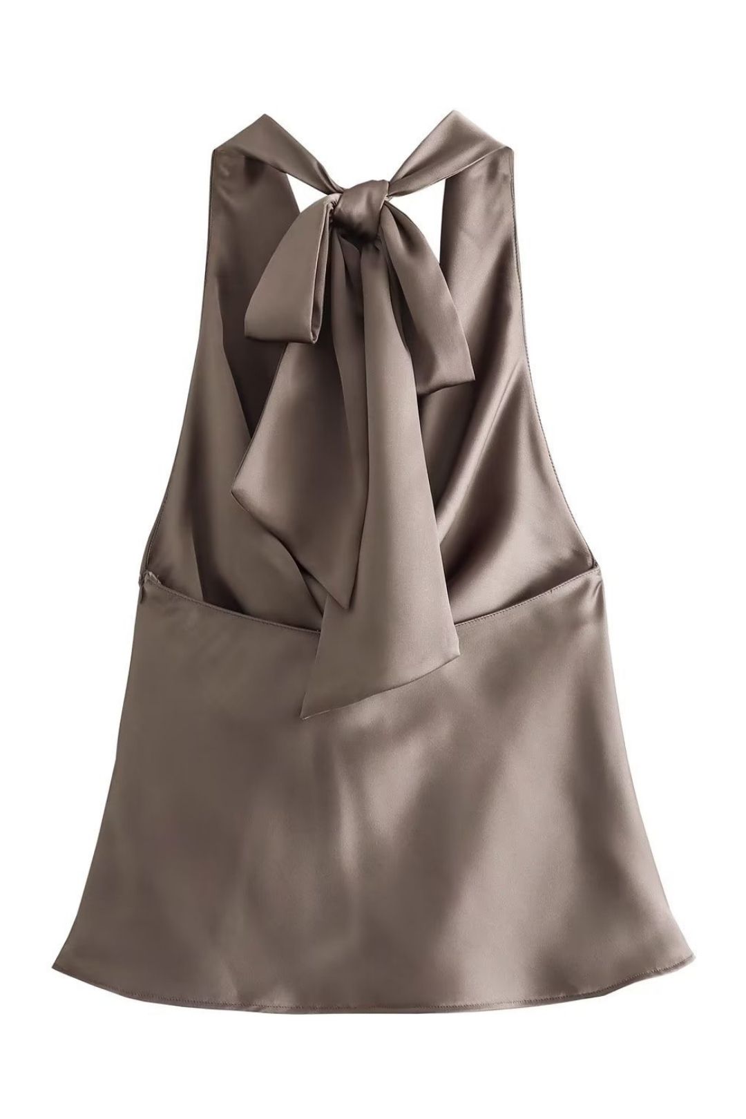 Collar Silk Satin Texture Khaki Short