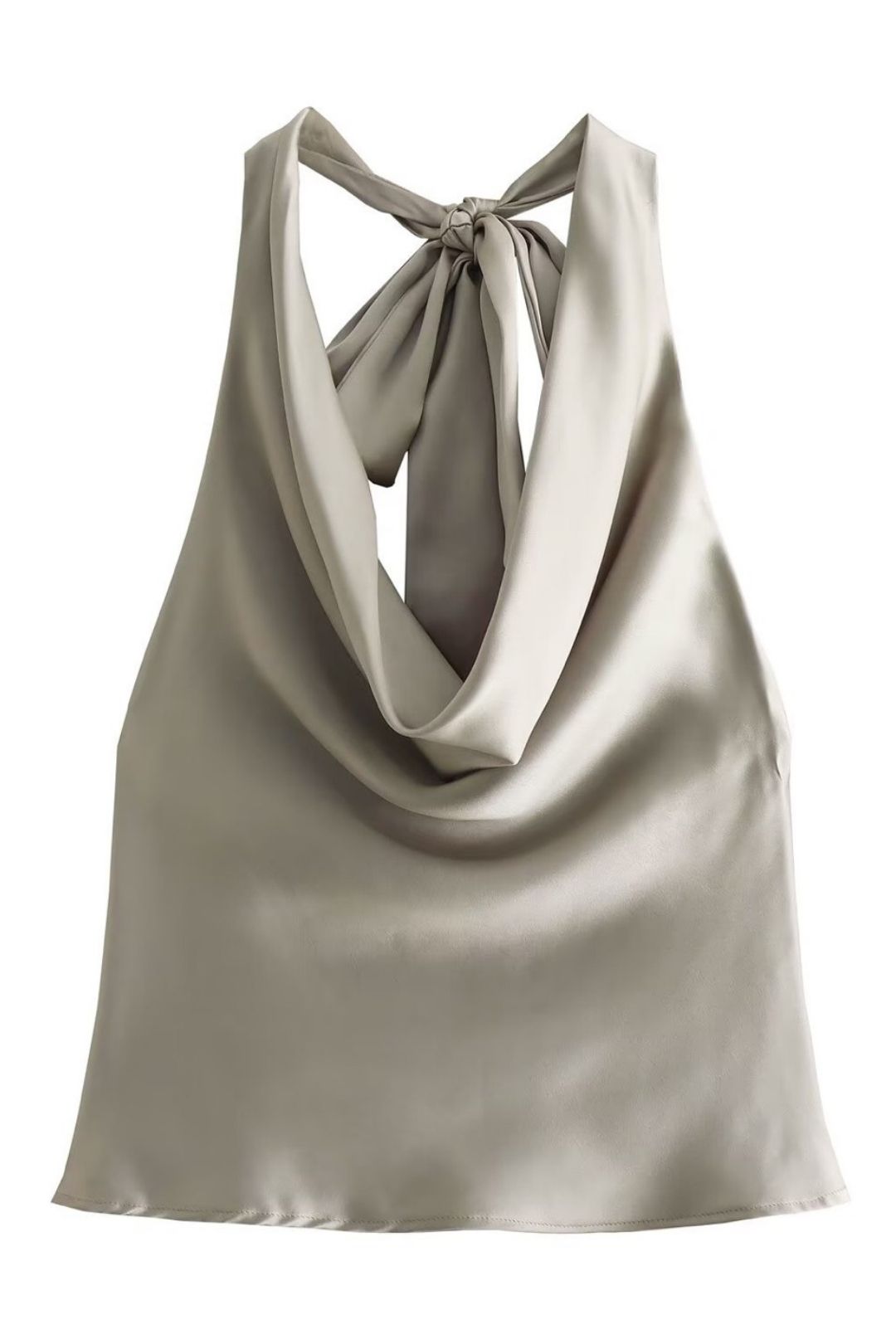 Collar Silk Satin Texture Khaki Short