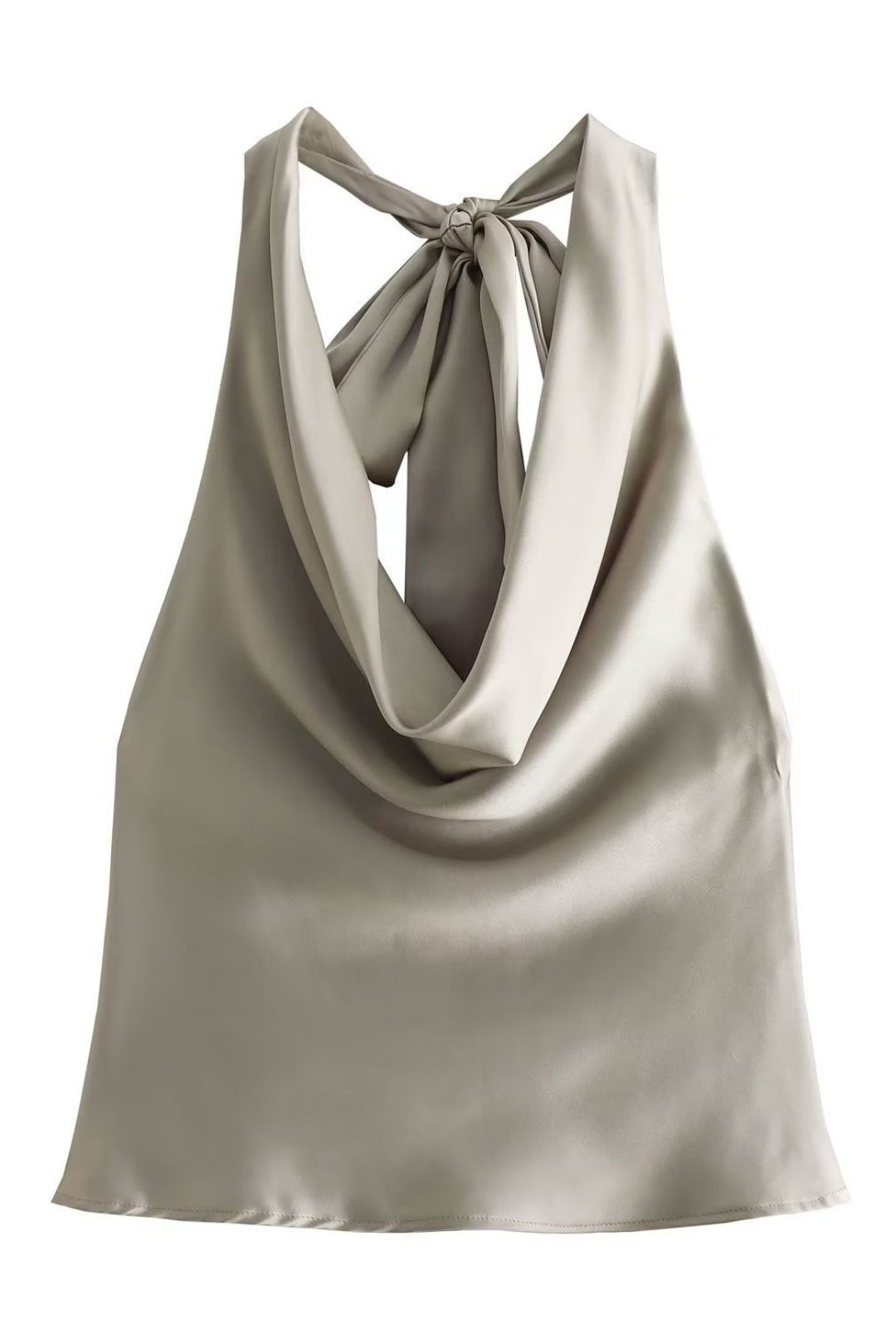 Collar Silk Satin Texture Khaki Short