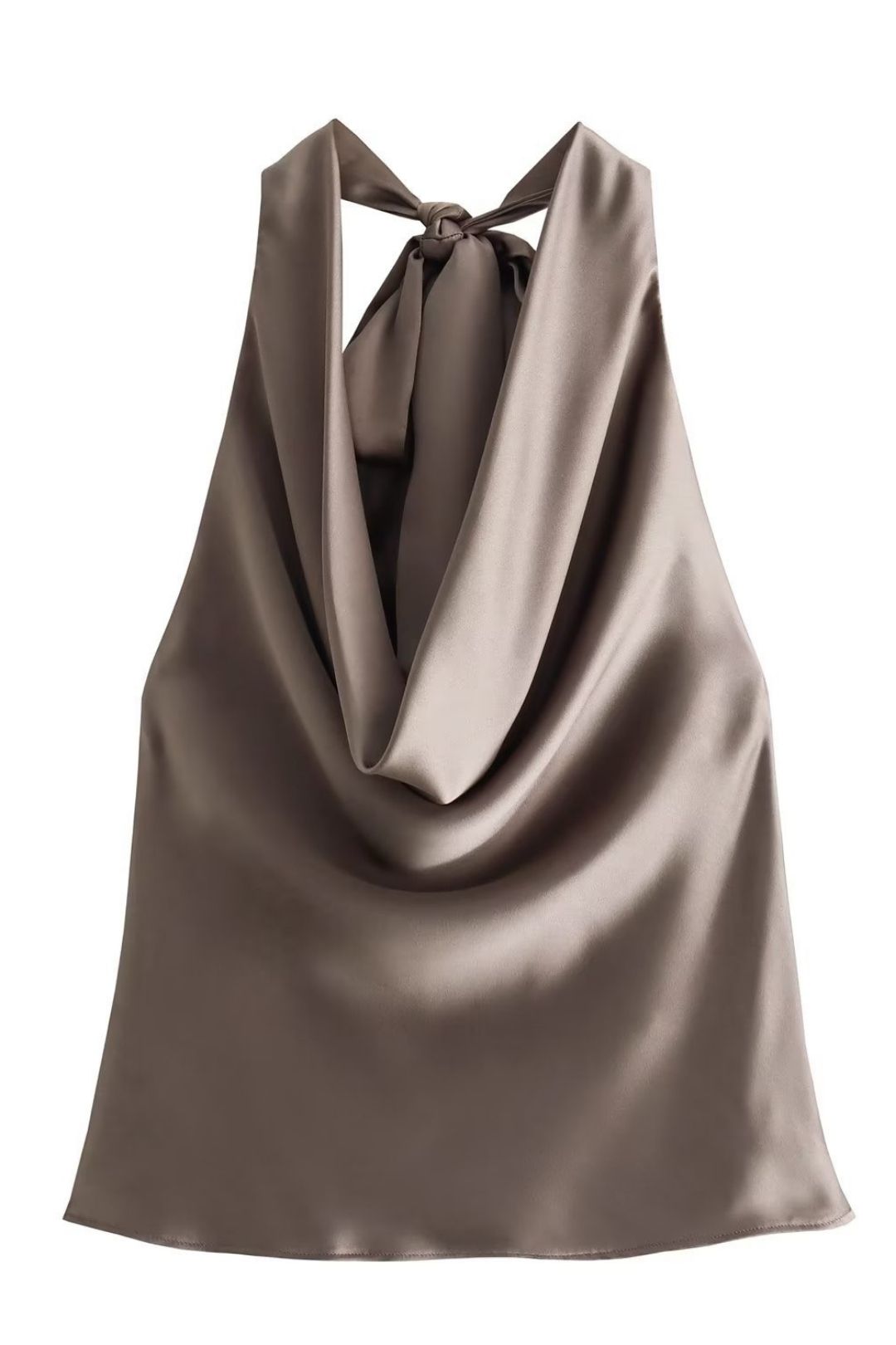 Collar Silk Satin Texture Khaki Short