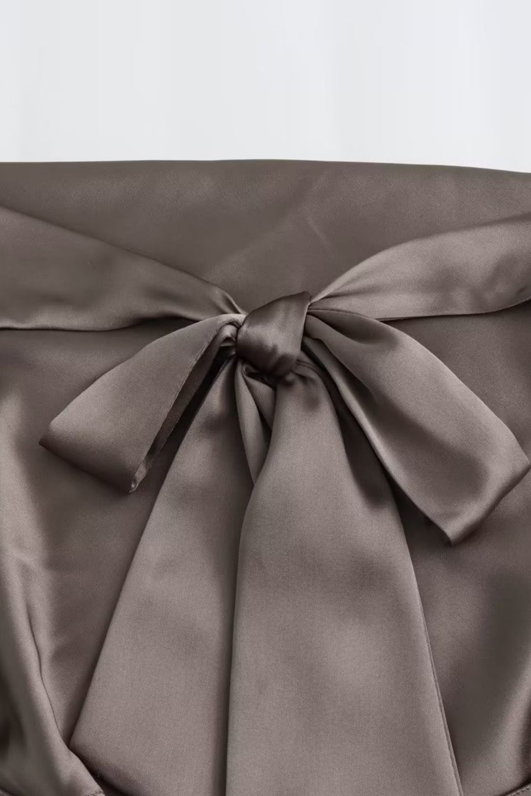 Collar Silk Satin Texture Khaki Short