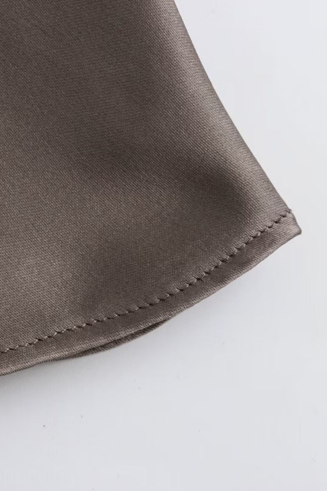 Collar Silk Satin Texture Khaki Short