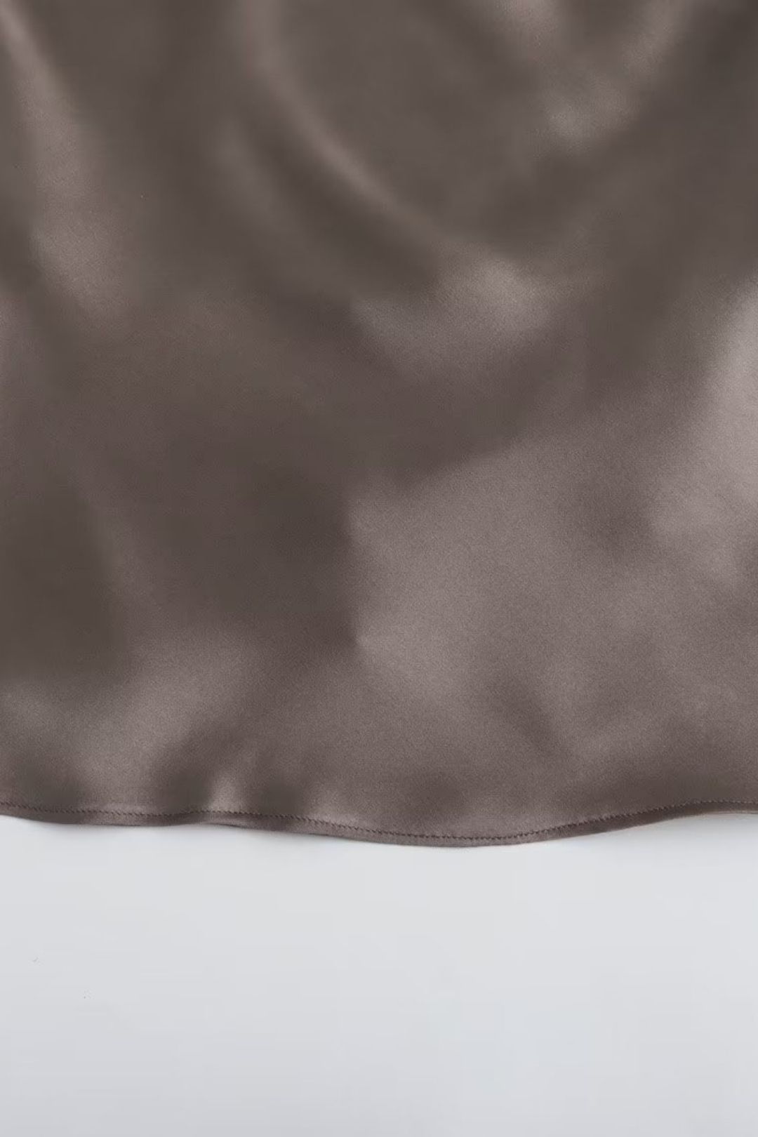 Collar Silk Satin Texture Khaki Short