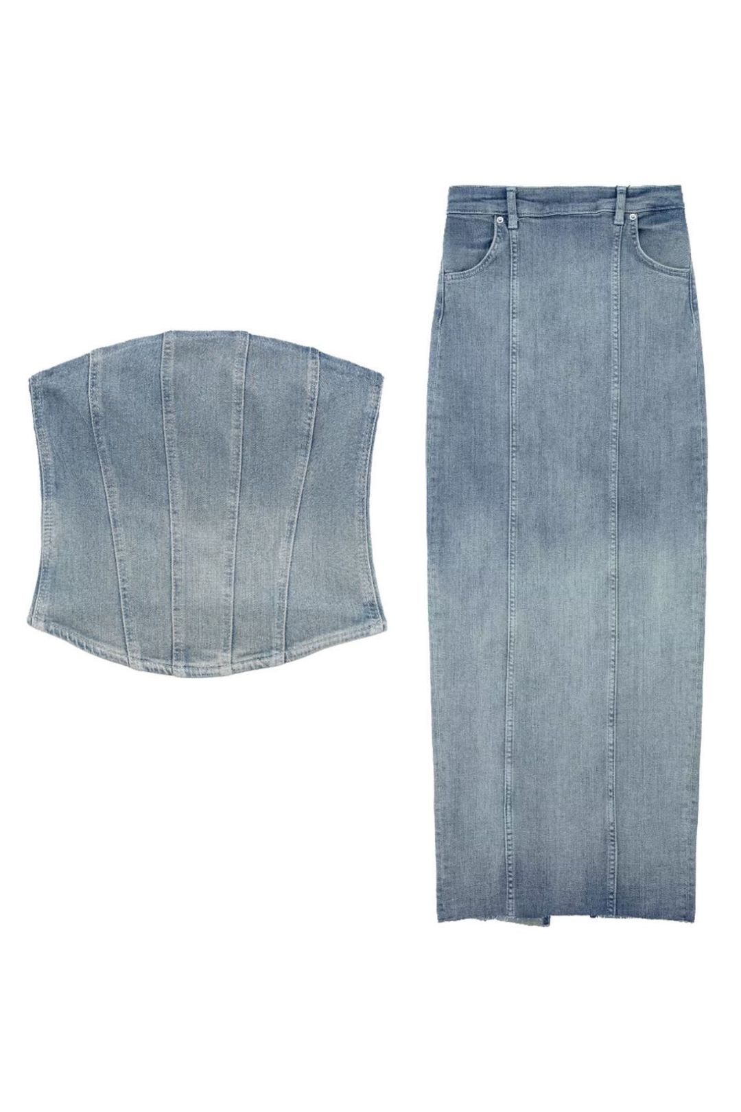 Style Denim Corset Denim Long Skirt
