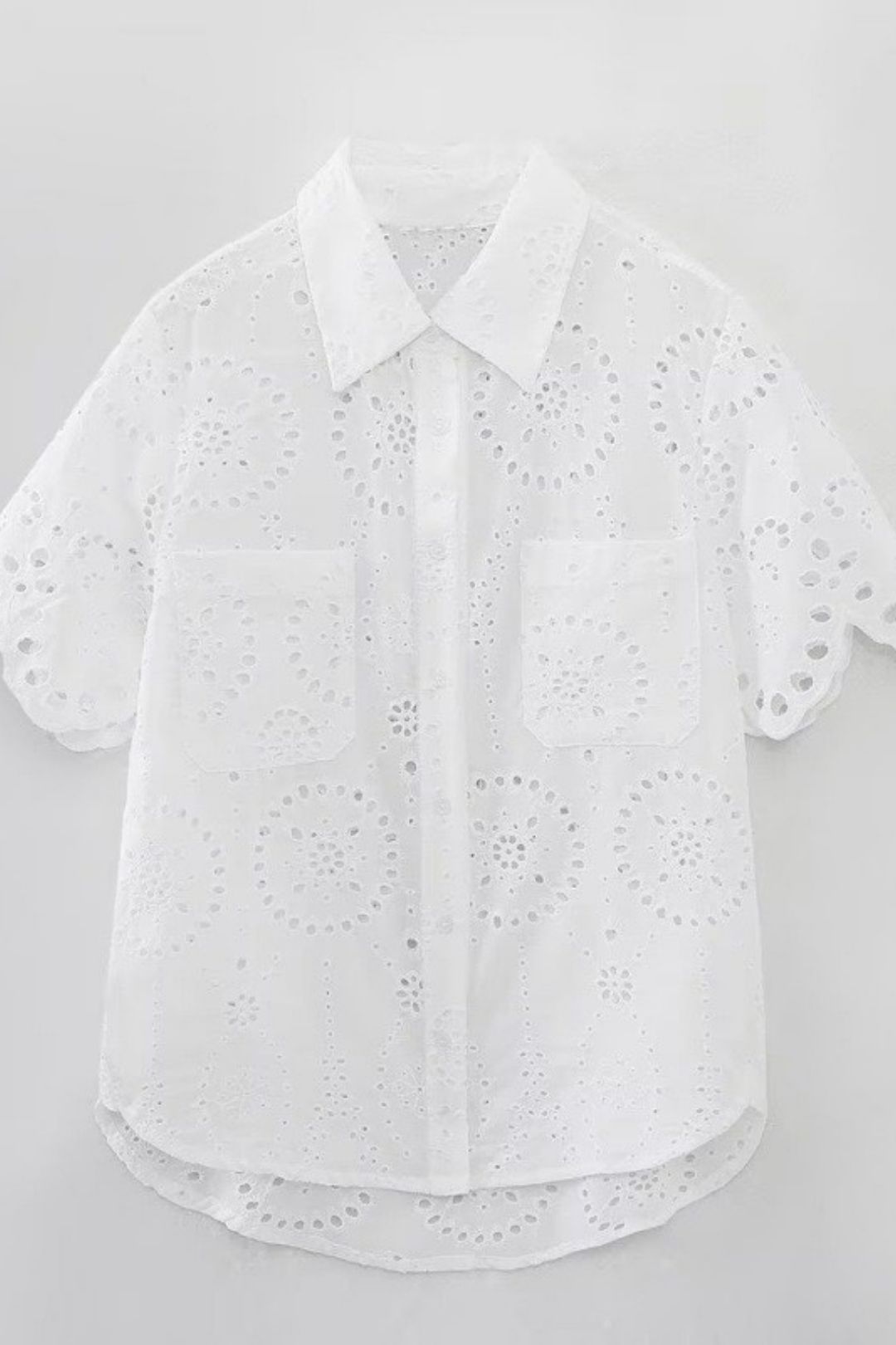 Shirt + Hollow Embroidered Shorts Set