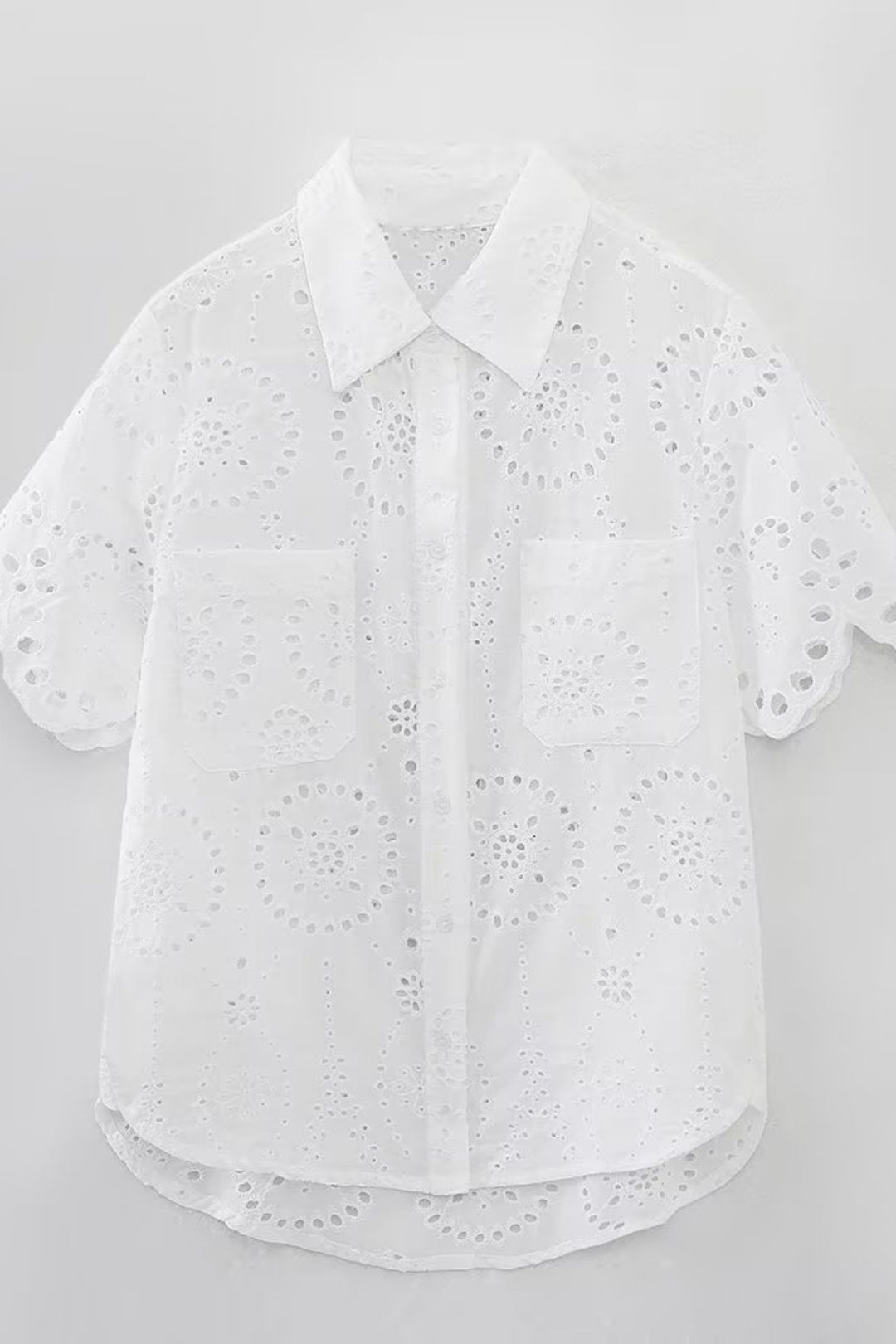 Shirt + Hollow Embroidered Shorts Set