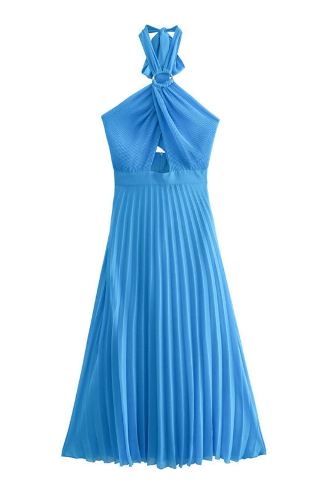 Fit Small Pleated Underwear Style Halter Collar Long Dress