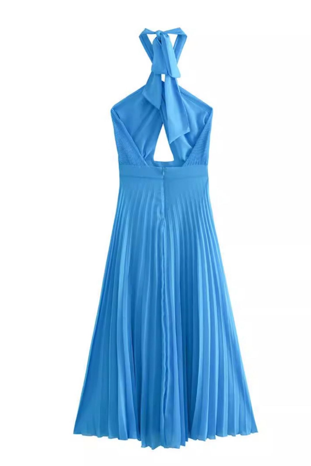 Fit Small Pleated Underwear Style Halter Collar Long Dress