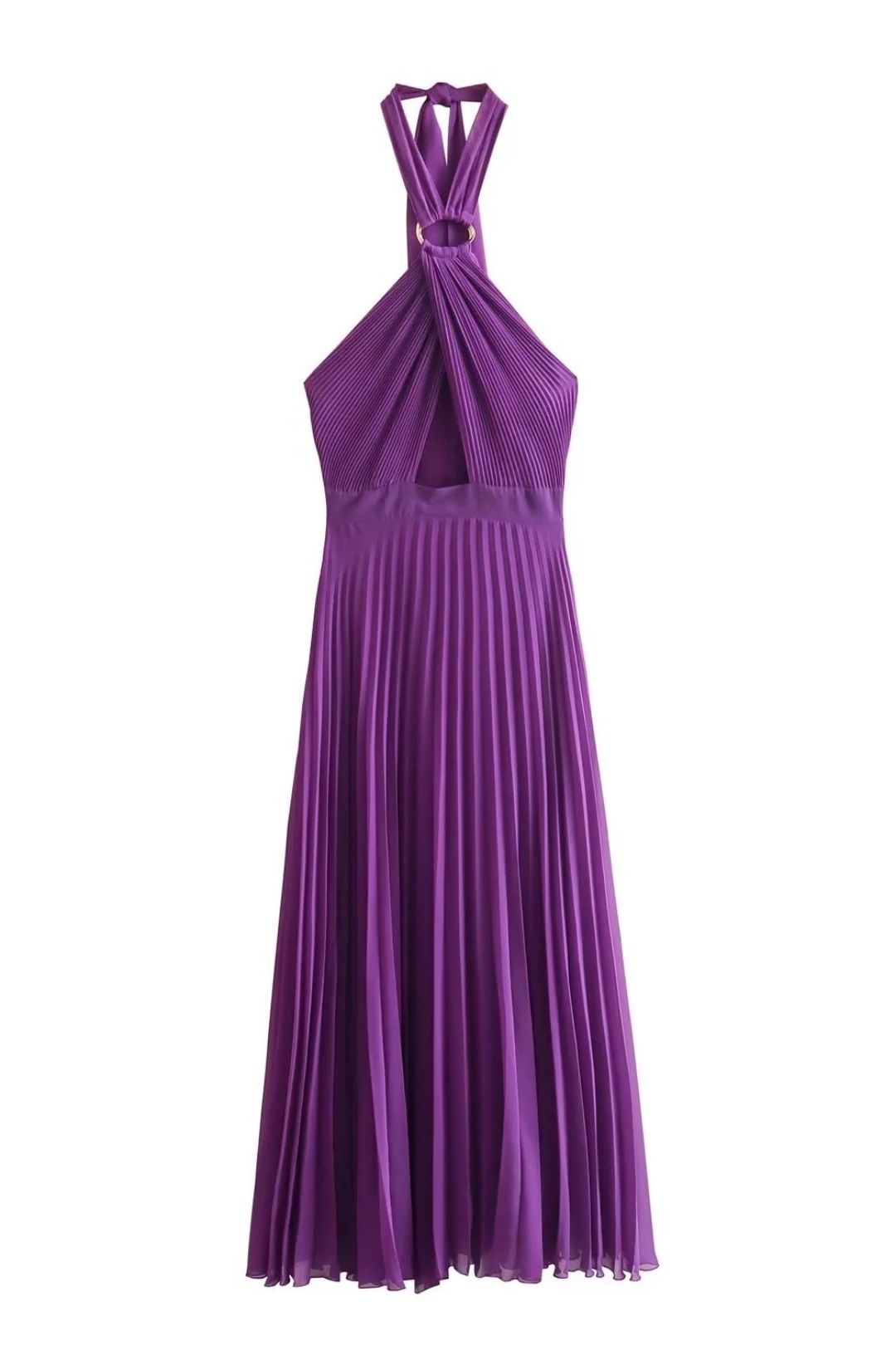 Fit Small Pleated Underwear Style Halter Collar Long Dress