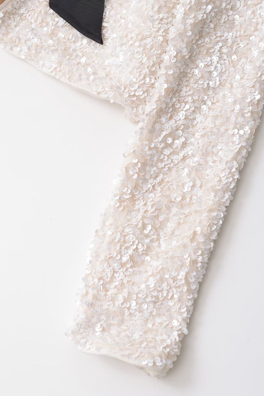 Versatile Round Neck Bow Decorated Long-sleeved Sequined Short Jacket