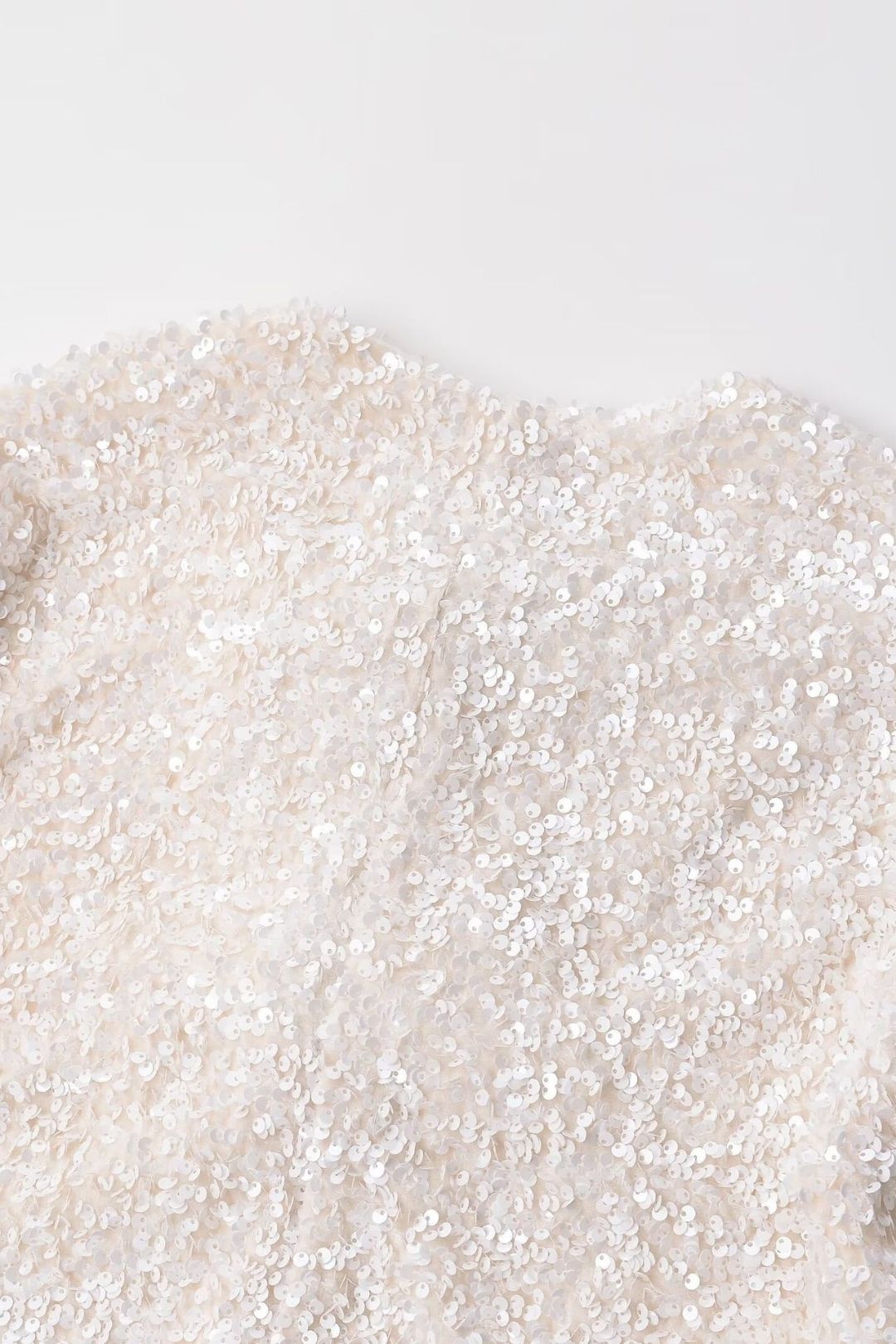 Versatile Round Neck Bow Decorated Long-sleeved Sequined Short Jacket