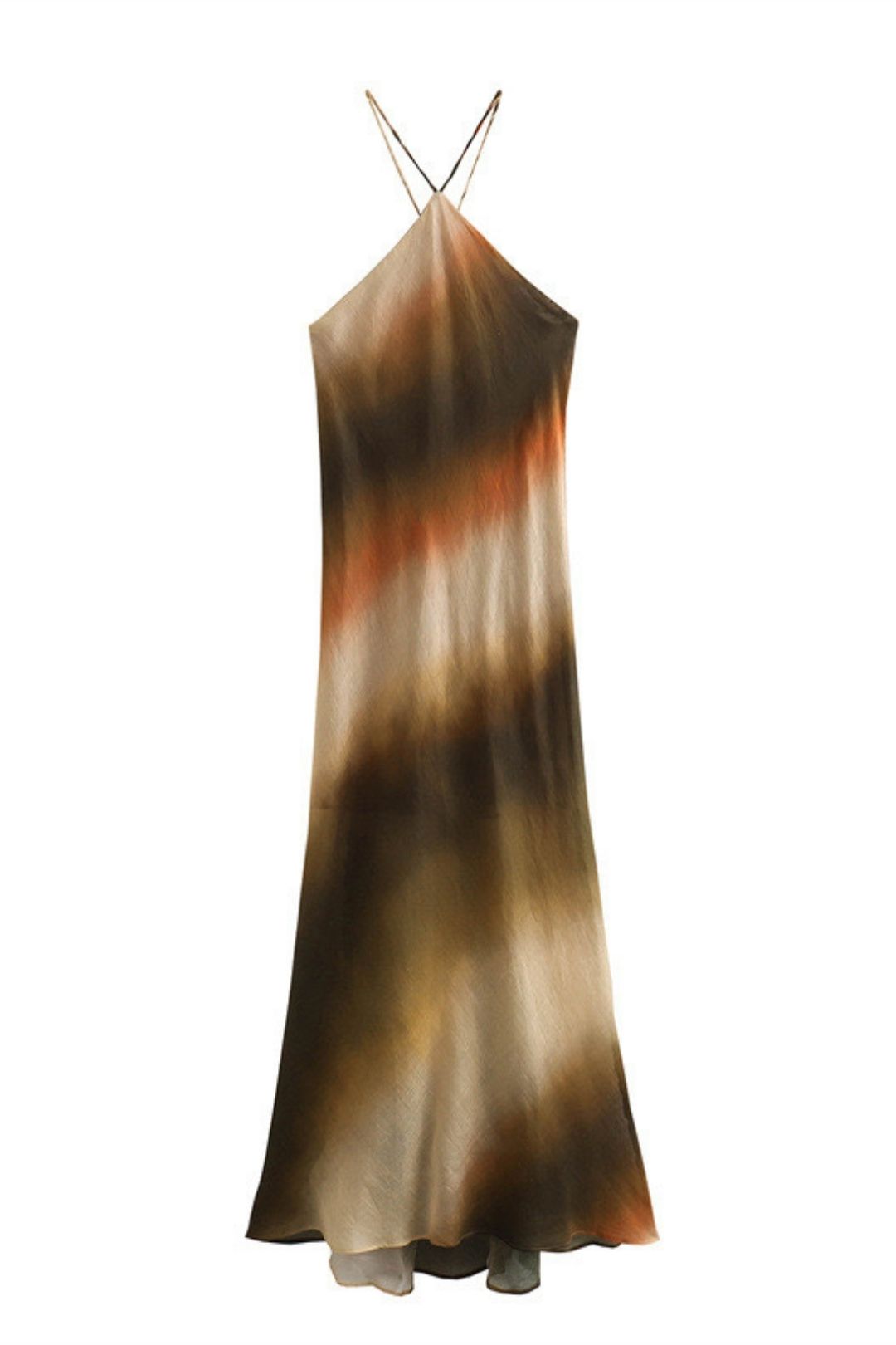 Cotton And Linen Tie-dye Halter Neck Dress