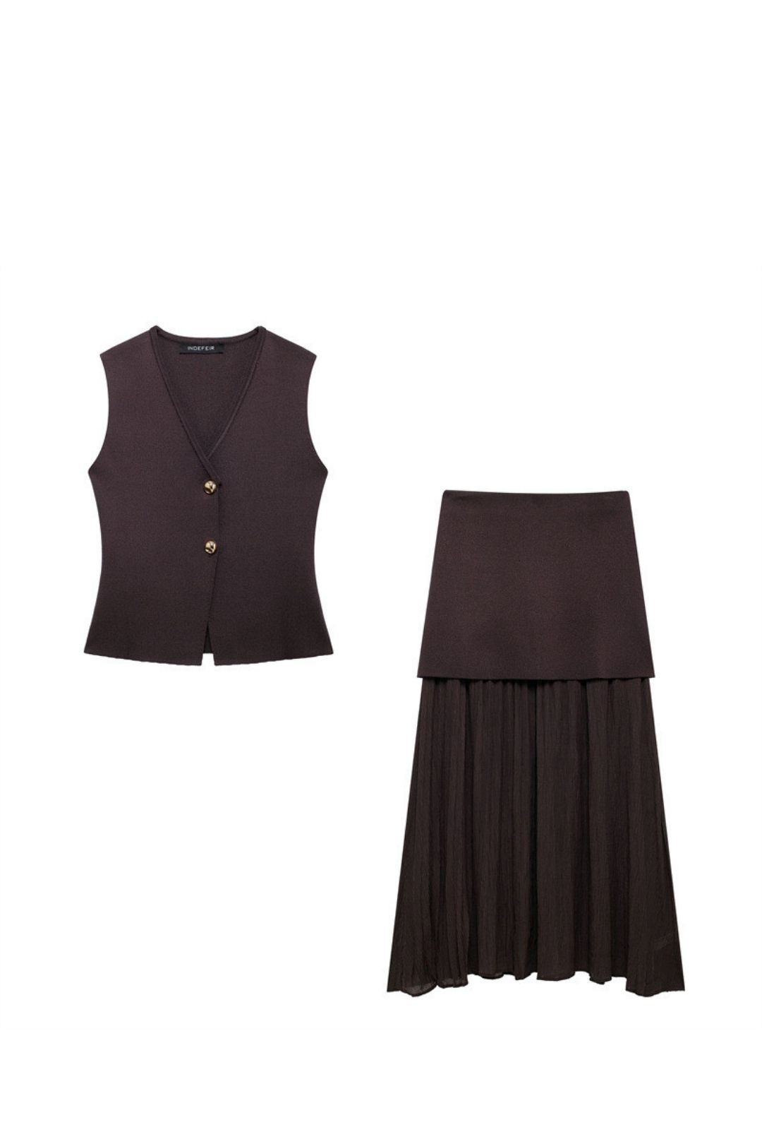 Casual Sleeveless Vest Splicing Skirt
