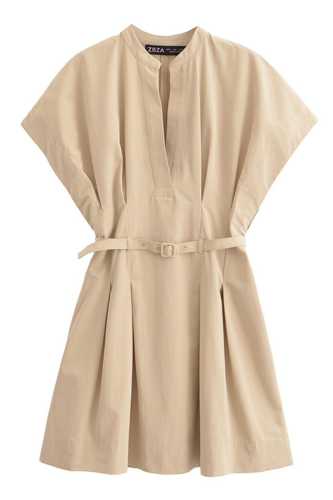 New Summer Women's Pleated Short Belted Dress