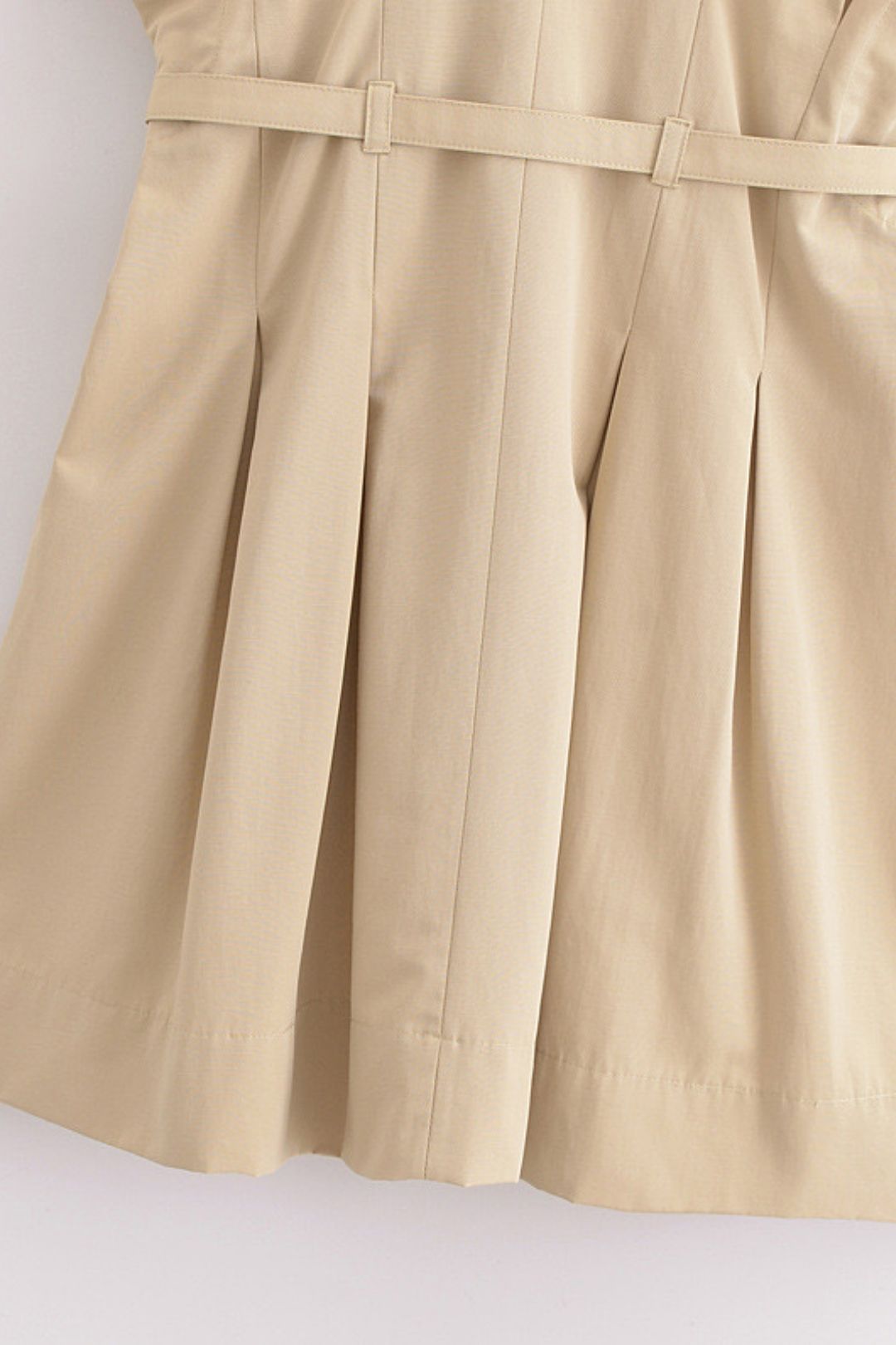 New Summer Women's Pleated Short Belted Dress