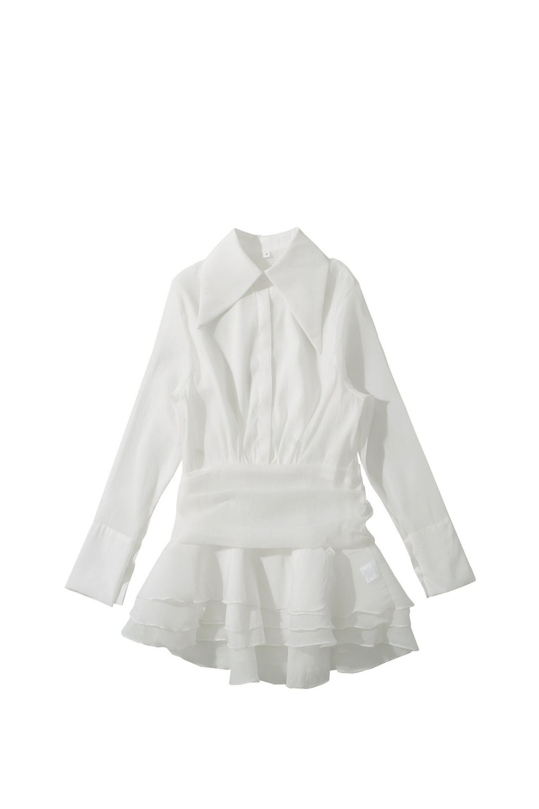 Solid Color Long Sleeve Belted Spliced ​​Shirt Dress