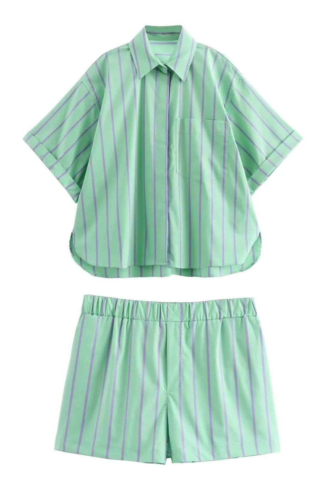 Pocket Short-sleeved Shirt Casual Shorts Suit
