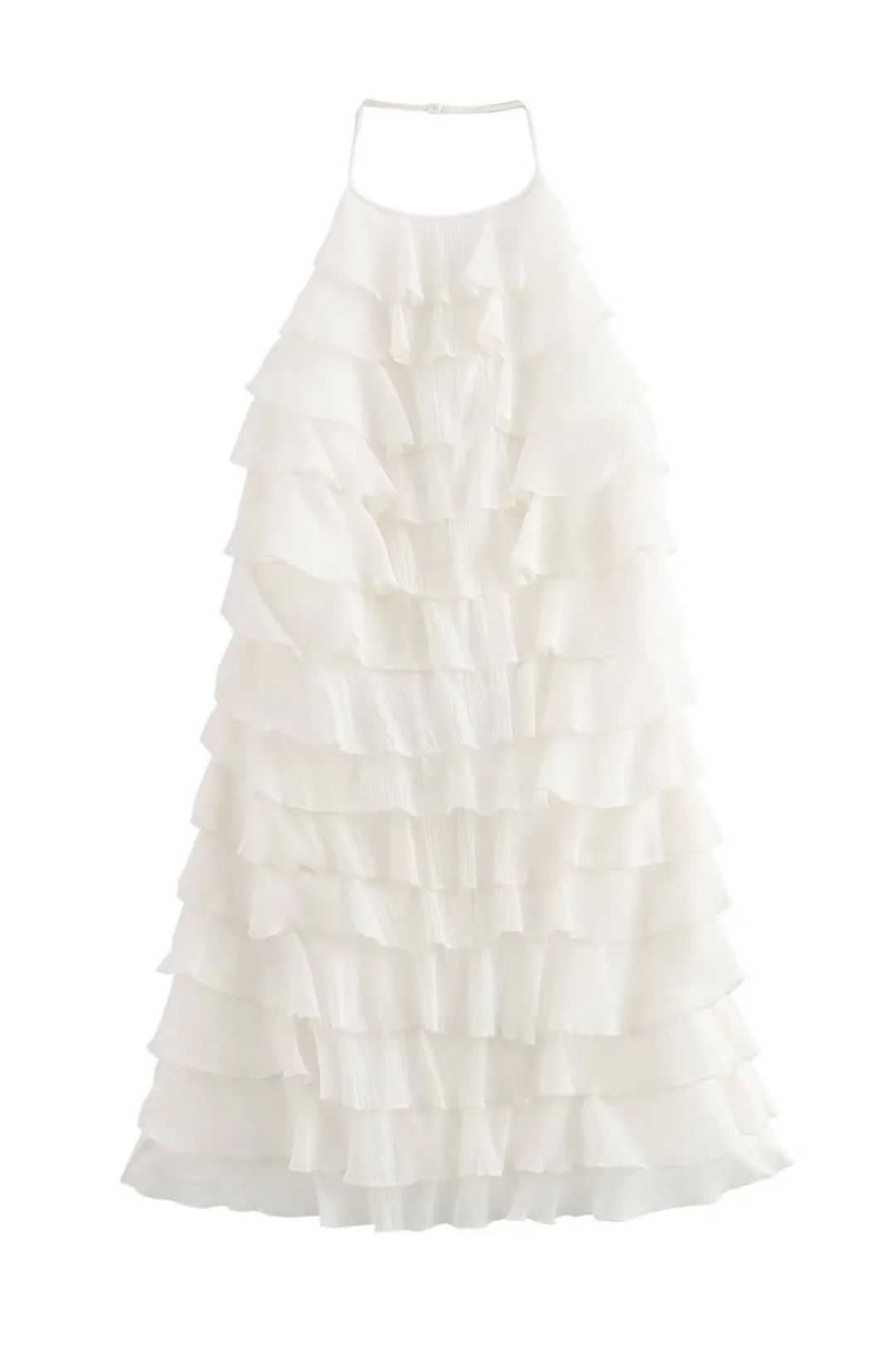 Solid Color Halter Neck Sleeveless Backless Bow Layered Decorative Dress