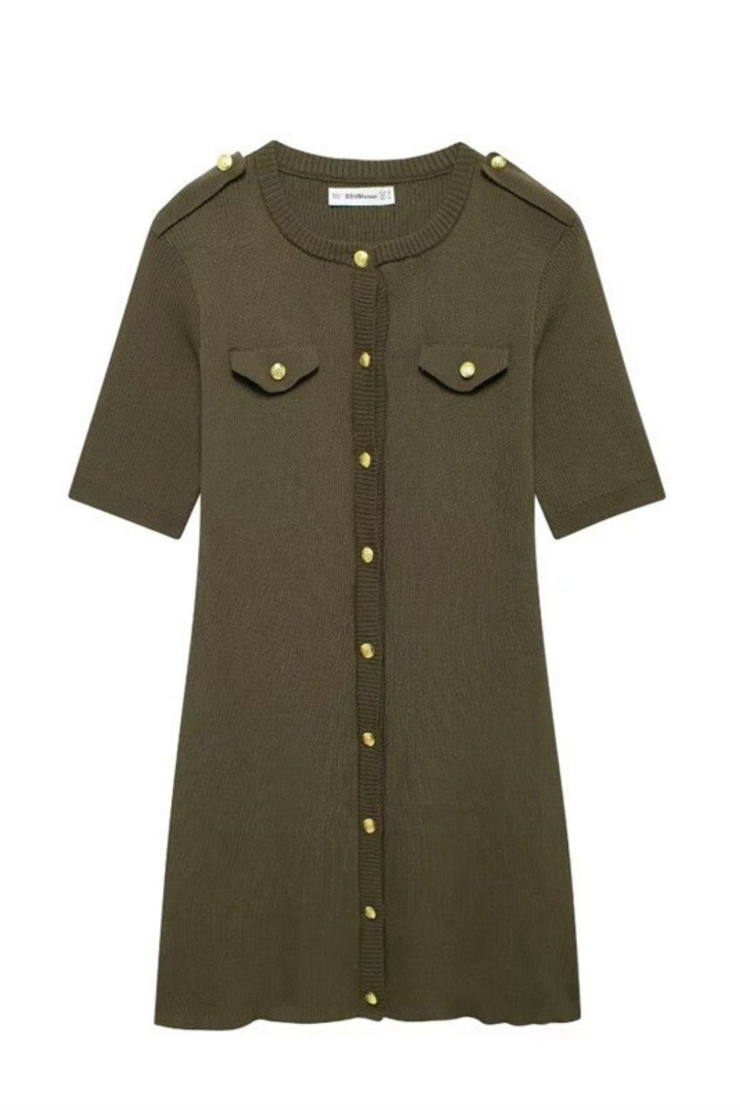 Short-sleeved Short Ribbed Knitted Dress