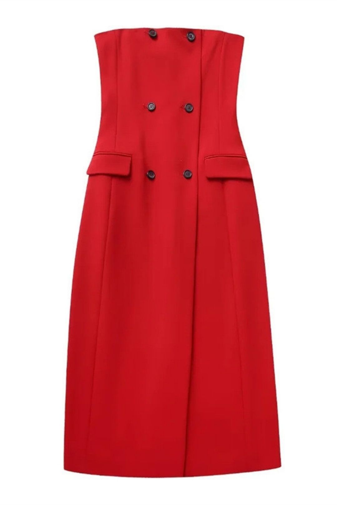Simple And Versatile Pocket-embellished Tube Top Dress