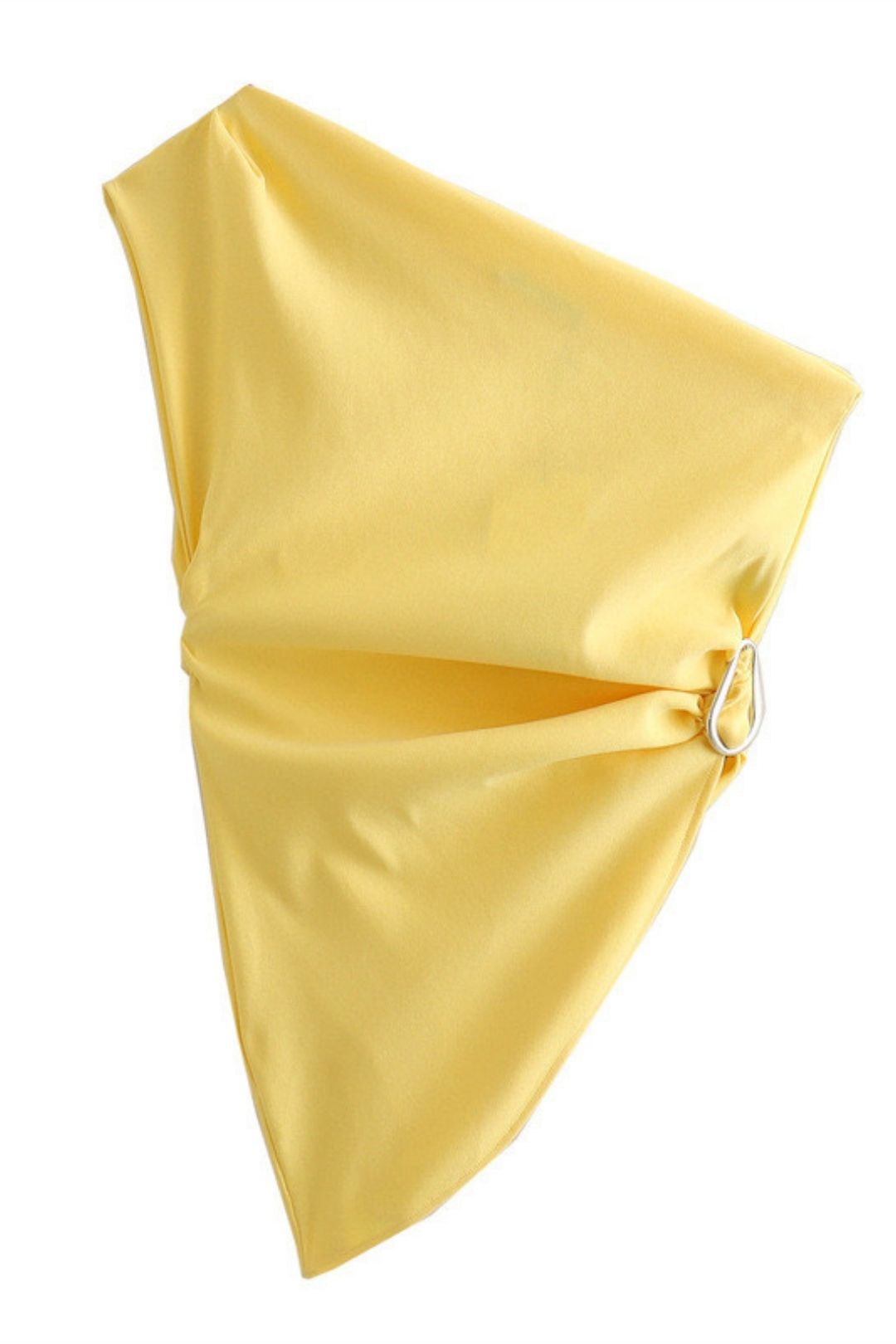 Sleeveless Yellow Pleated Asymmetric Vest