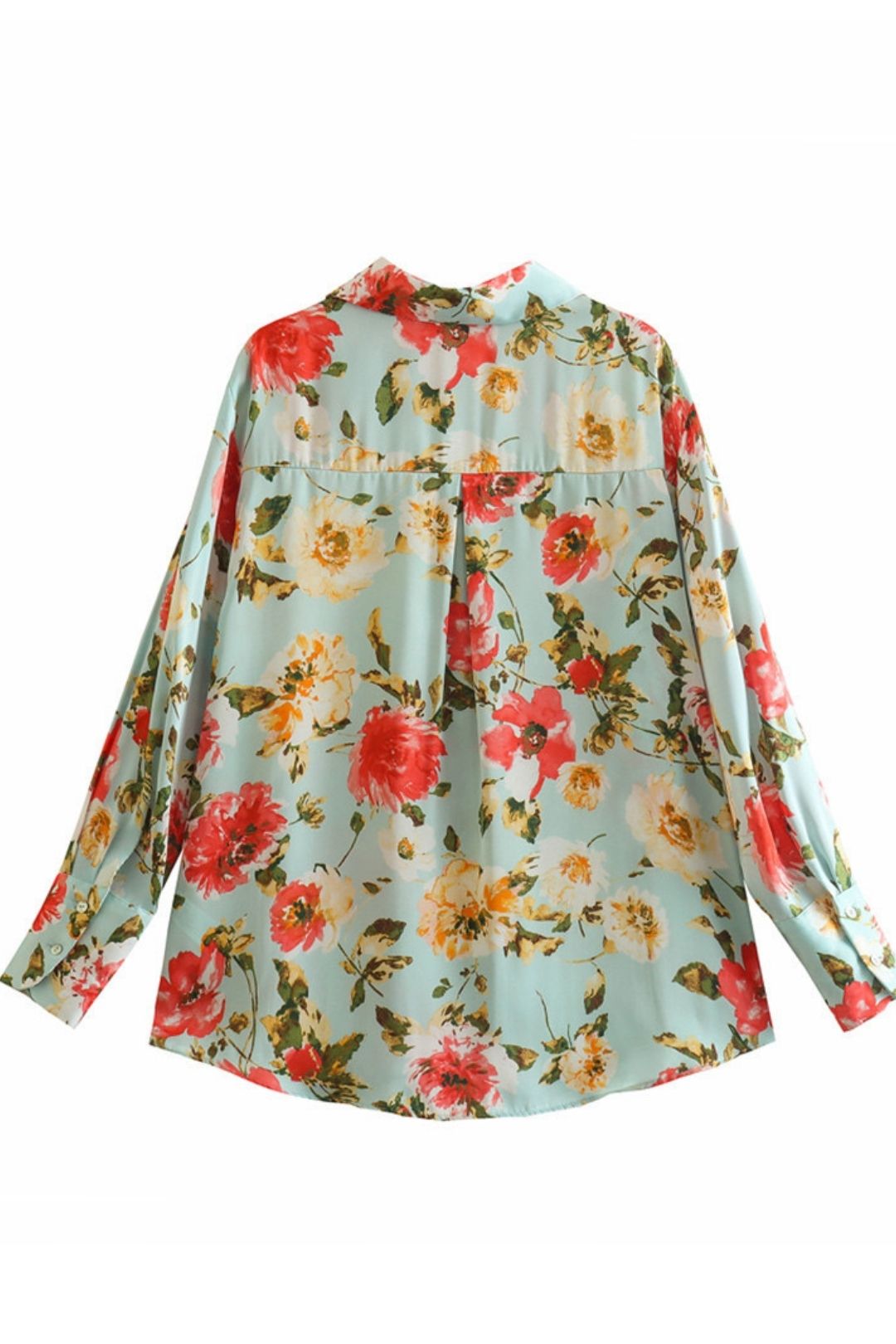 Printed Silk Satin Texture Drape Shirt