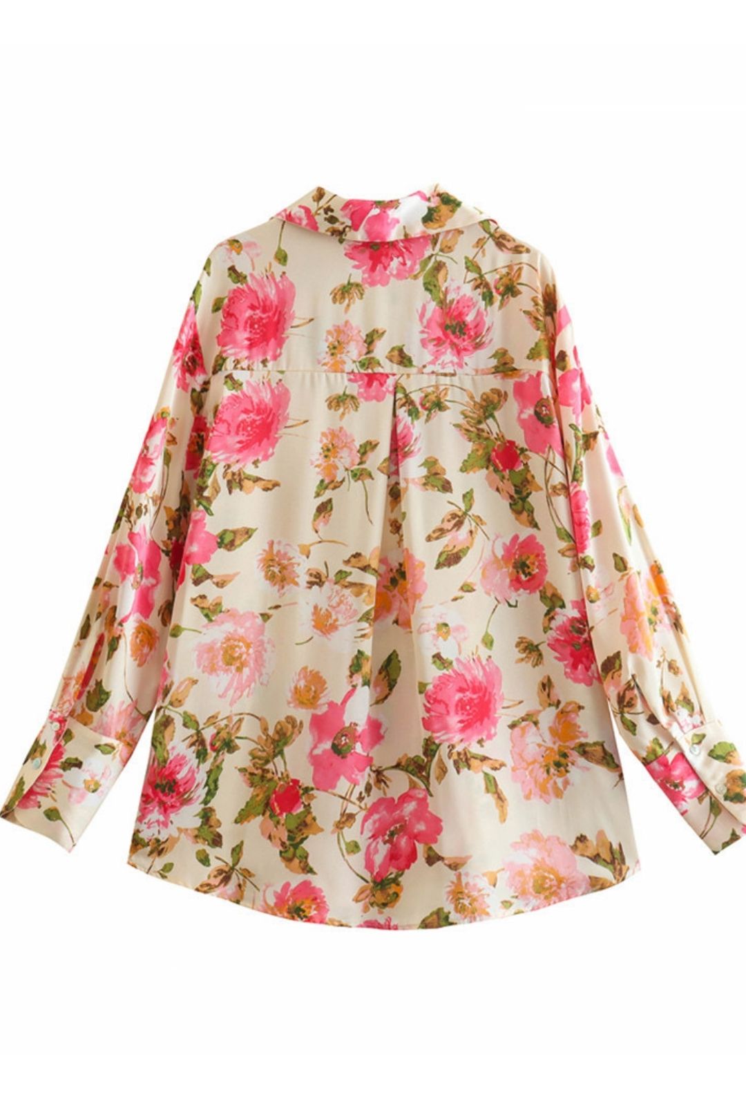 Printed Silk Satin Texture Drape Shirt