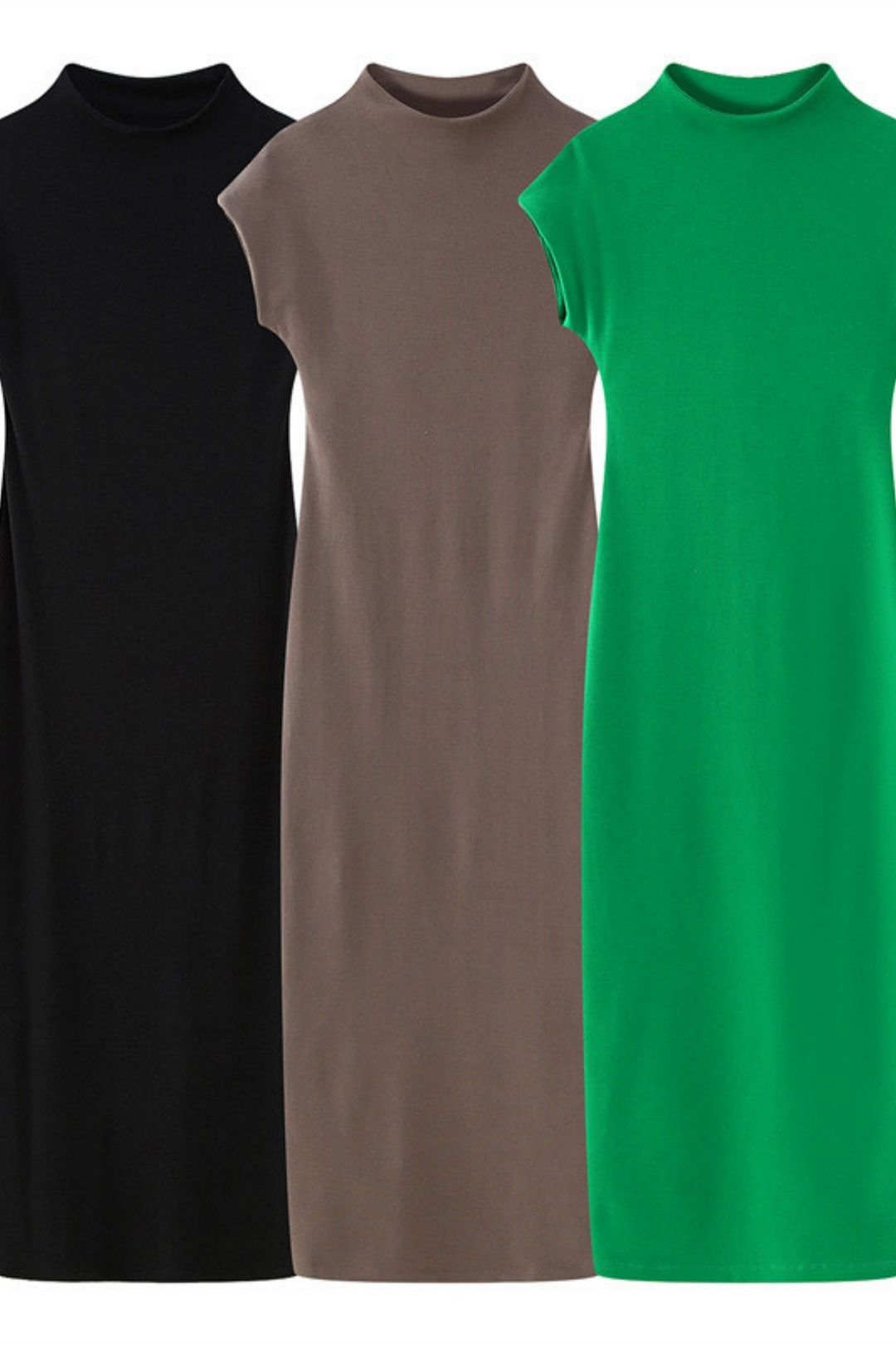 Round Neck Short-sleeved Cotton Midi Dress