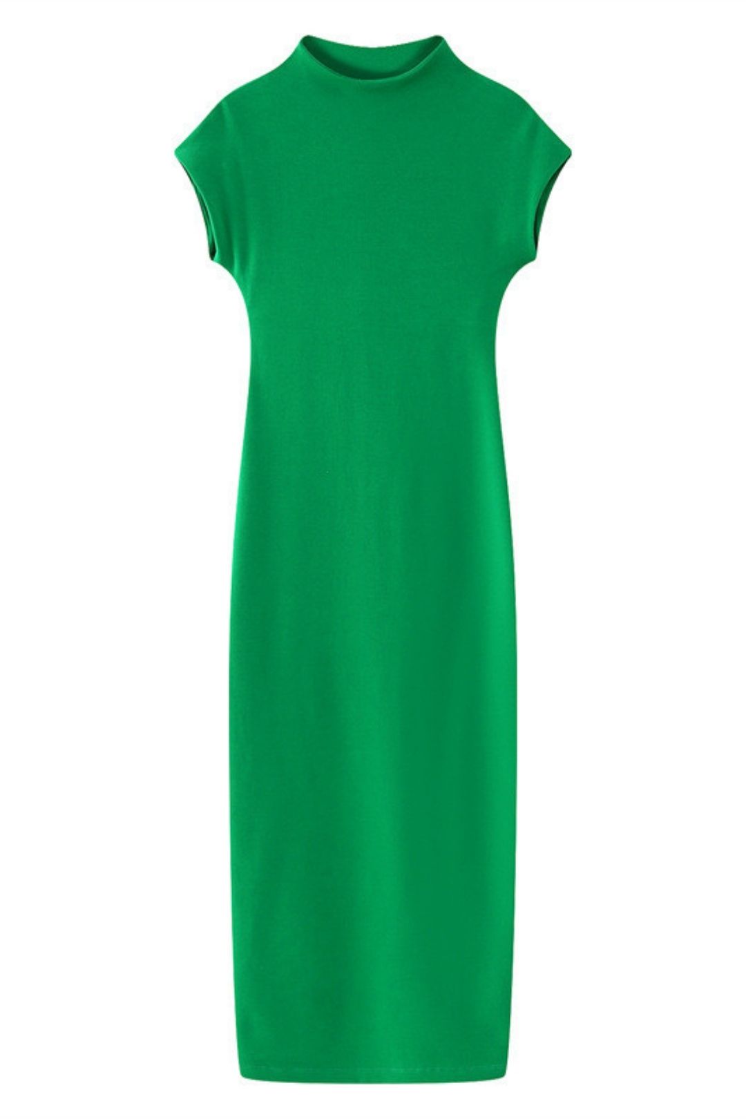 Round Neck Short-sleeved Cotton Midi Dress