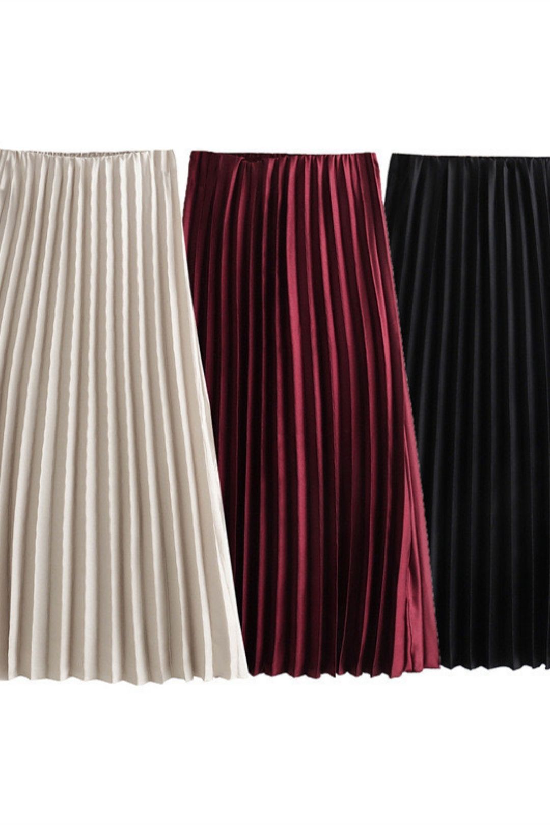 Versatile Silk Satin Pleated Skirt
