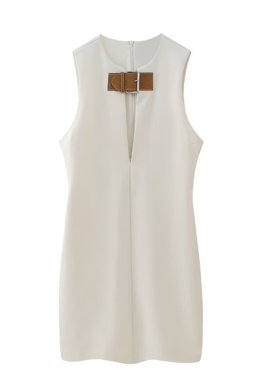 Slim Fit Round Neck Dress With Tie Straps