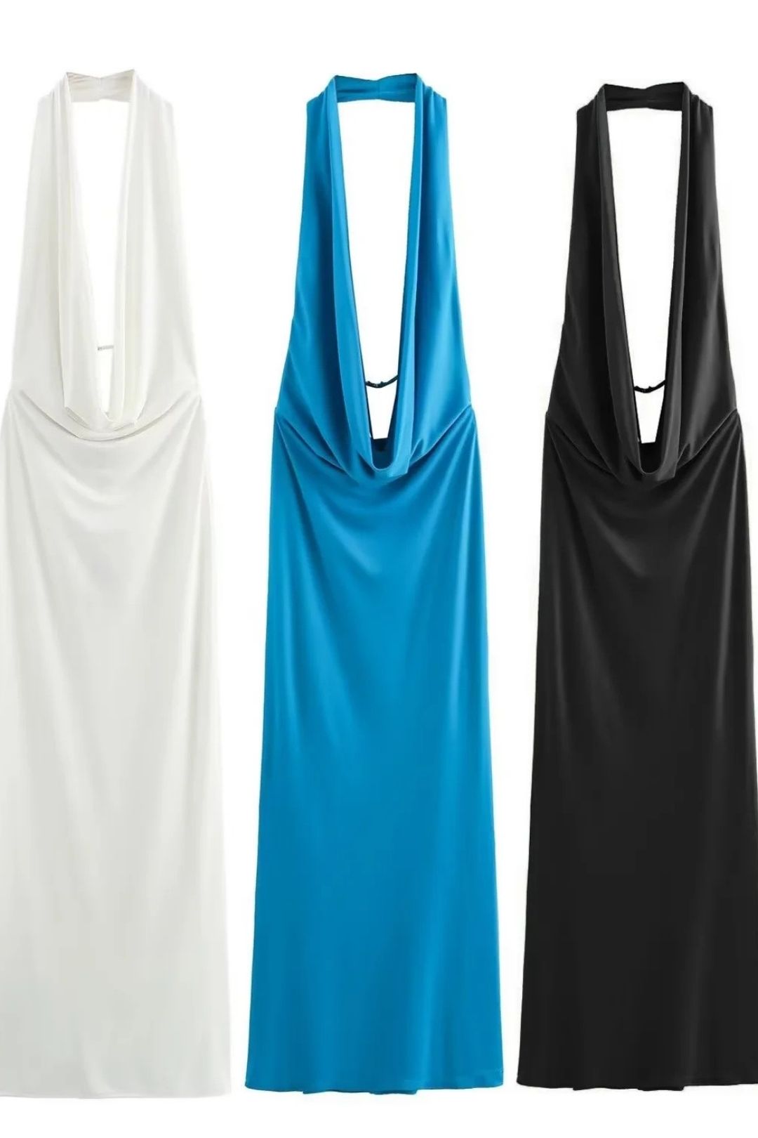 Pleated Halterneck Backless Sexy Dress