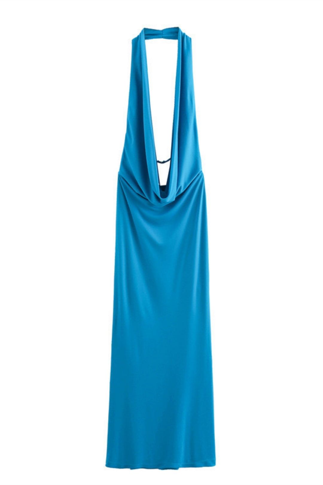 Pleated Halterneck Backless Sexy Dress