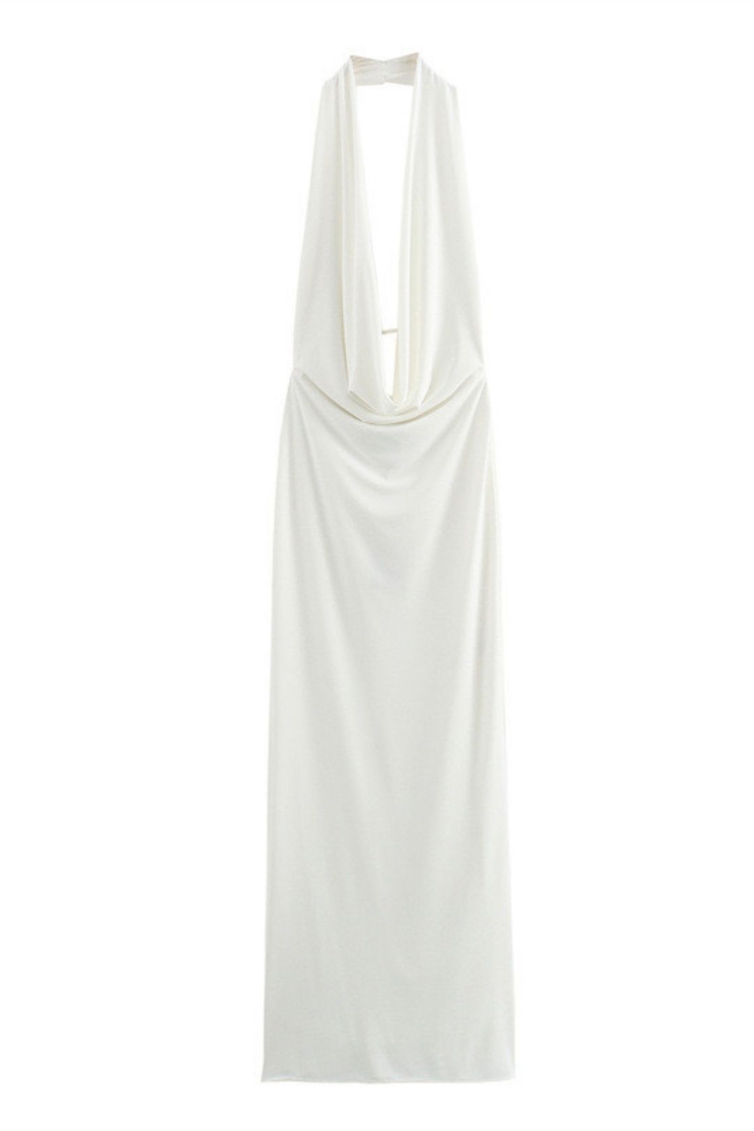 Pleated Halterneck Backless Sexy Dress