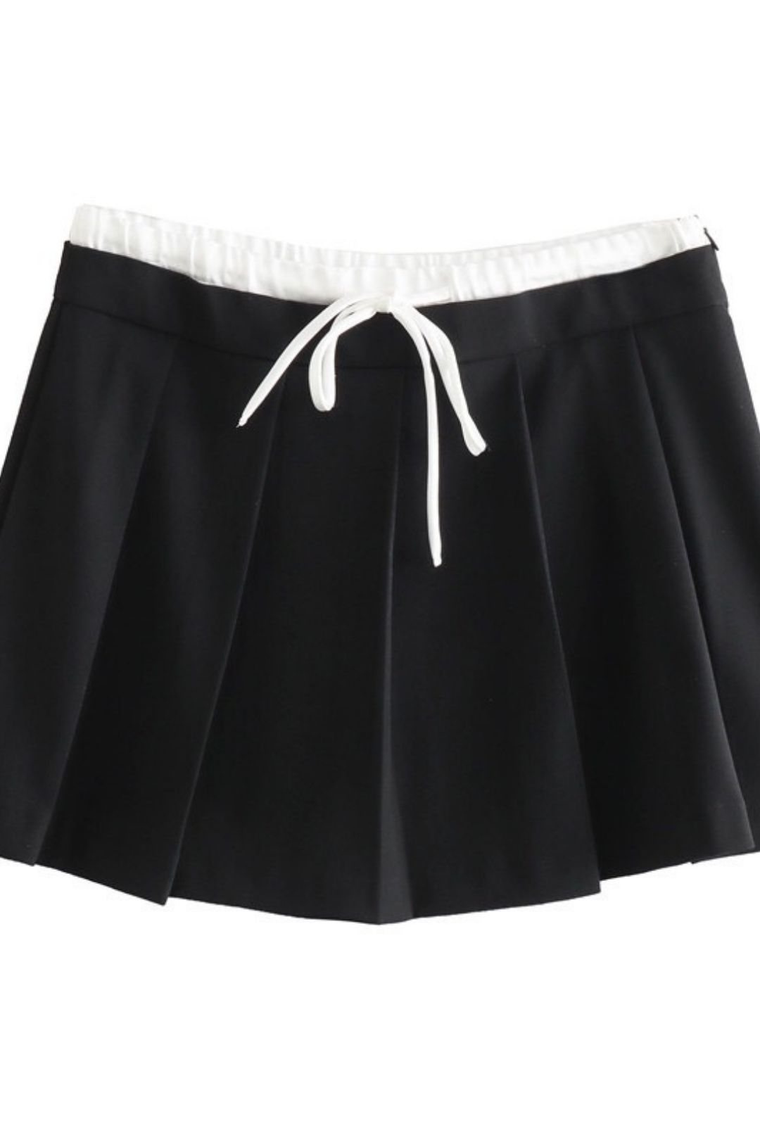 Blocked Drawstring Pleated Short Skirt Pants