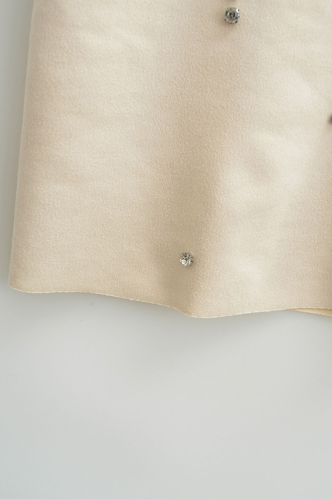 Three-color Jewel Embellished Suede Texture Effect Straight Dress