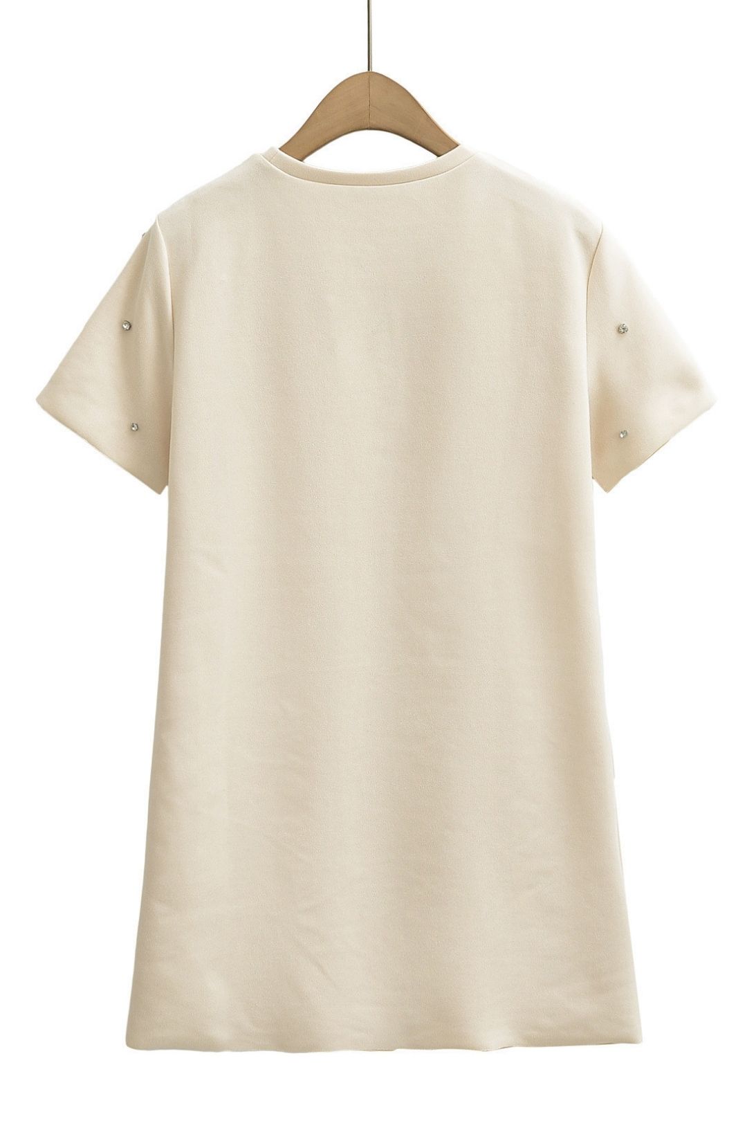 Three-color Jewel Embellished Suede Texture Effect Straight Dress