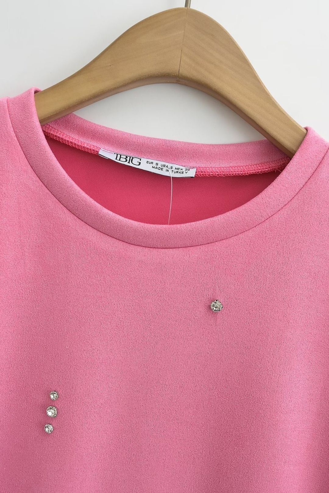 Three-color Jewel Embellished Suede Texture Effect Straight Dress