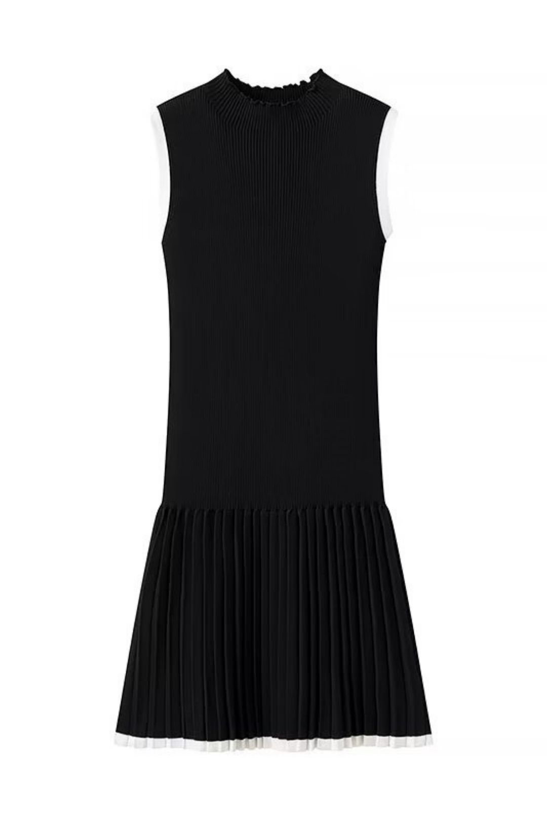 Round Neck Slim Casual Knitted Sweater Sleeveless Dress Short Skirt