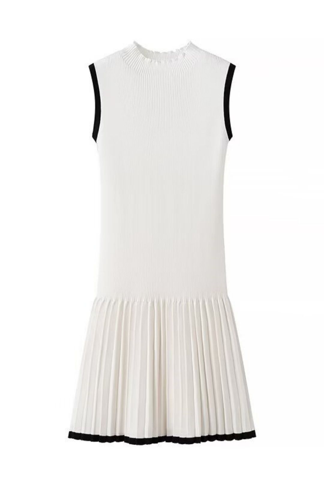 Round Neck Slim Casual Knitted Sweater Sleeveless Dress Short Skirt