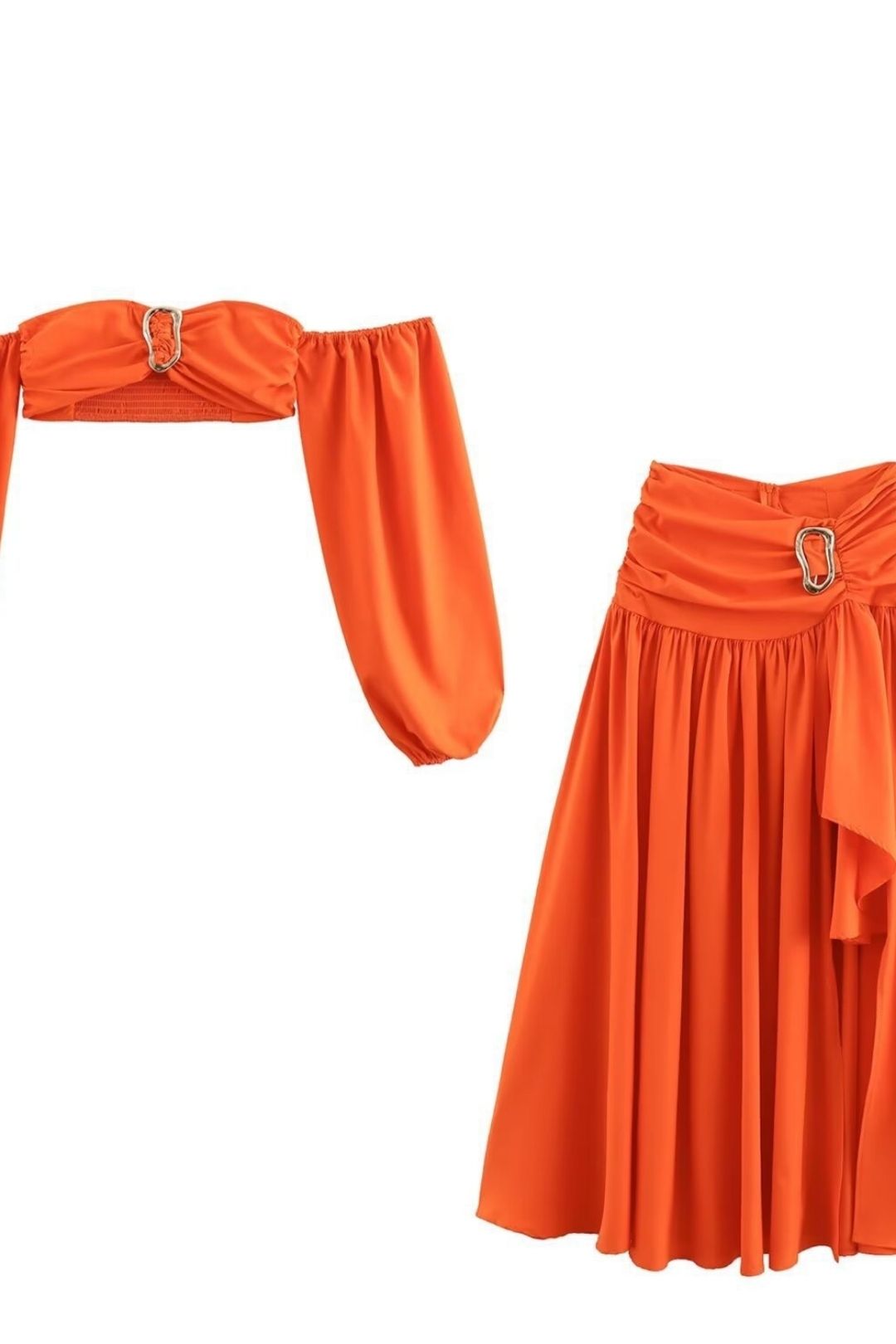 Long Sleeve Tube Top Short Top Split Skirt Suit