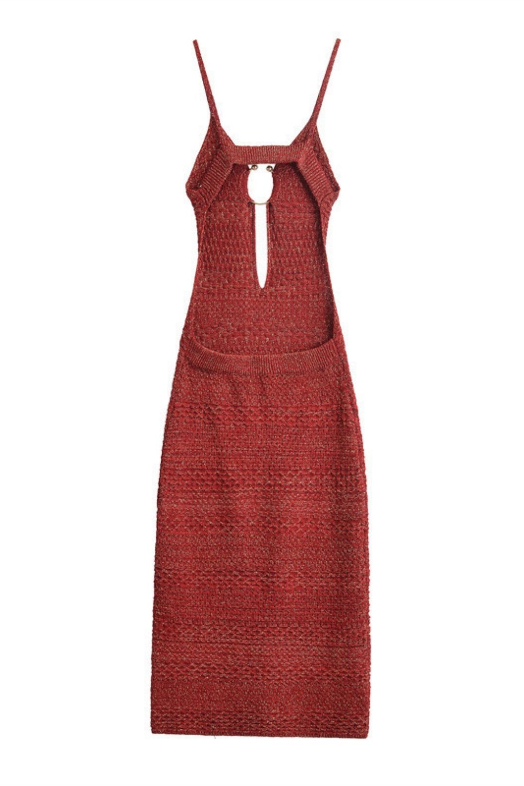 Open Design Buckle Decoration Knitted Suspender Dress