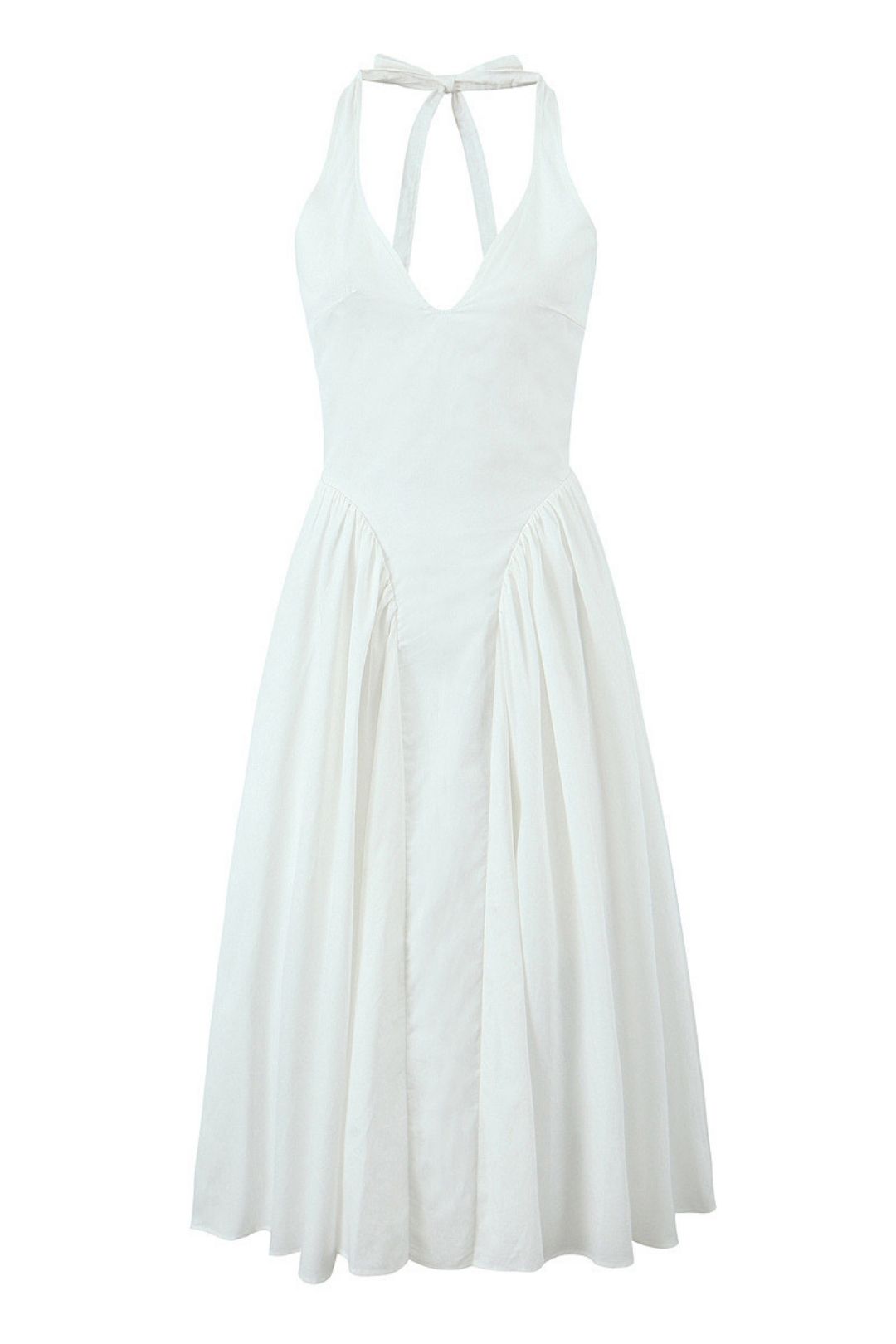 V-neck Halter Neck Floral Sleeveless Dress Waist Slimming Long Swing Dress