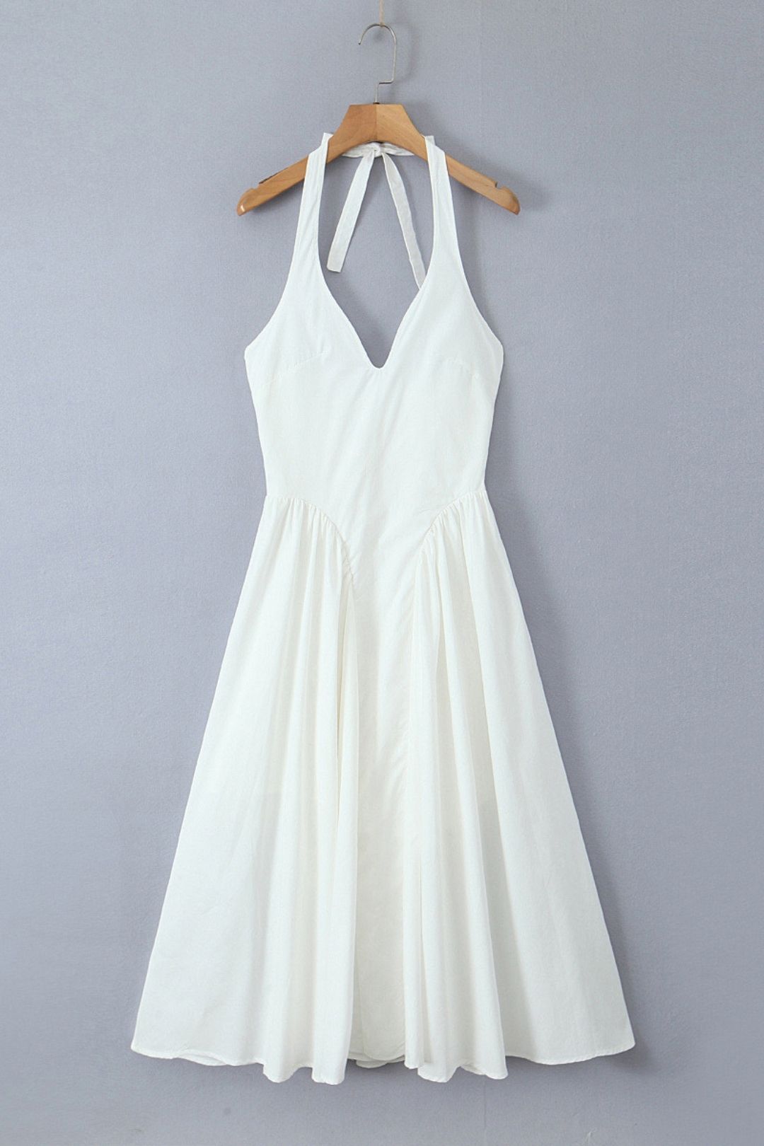 V-neck Halter Neck Floral Sleeveless Dress Waist Slimming Long Swing Dress