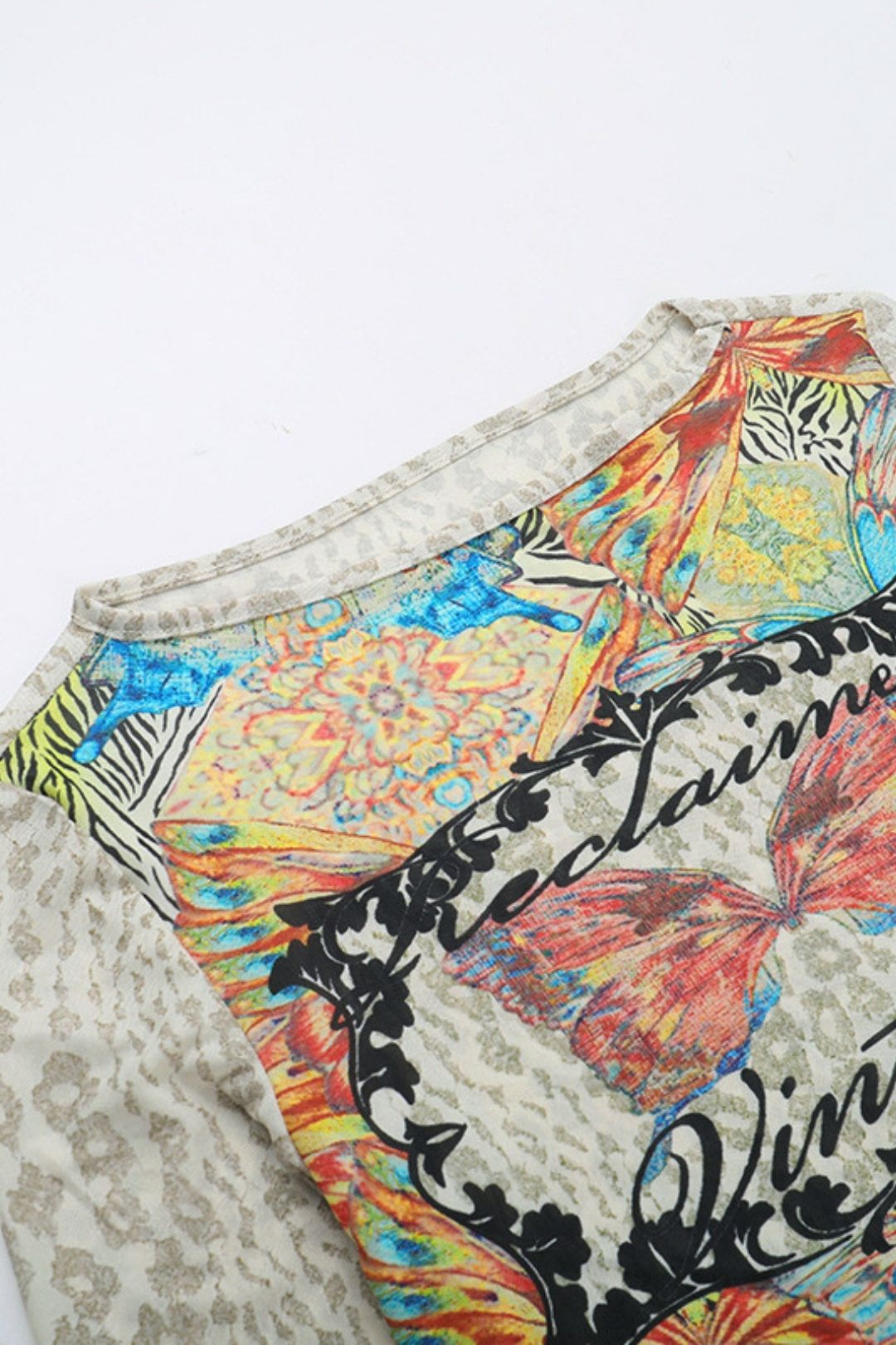 Slim Printed Mesh T-shirt Tops