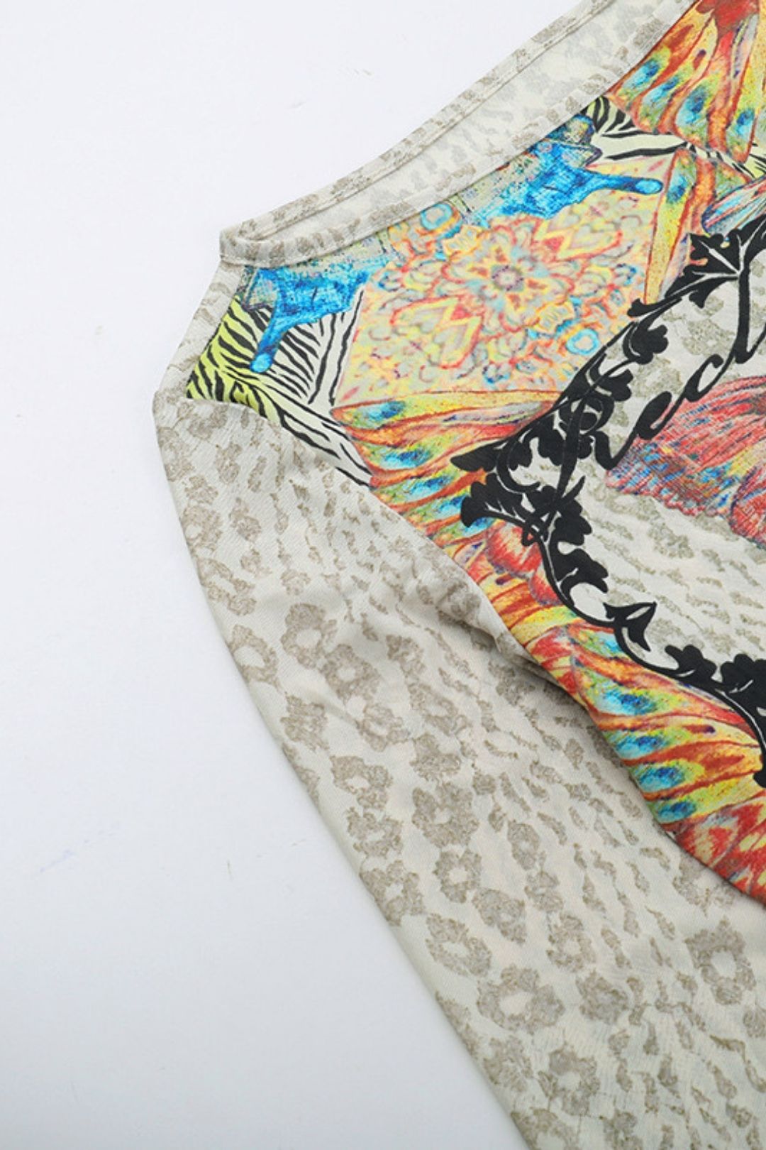 Slim Printed Mesh T-shirt Tops