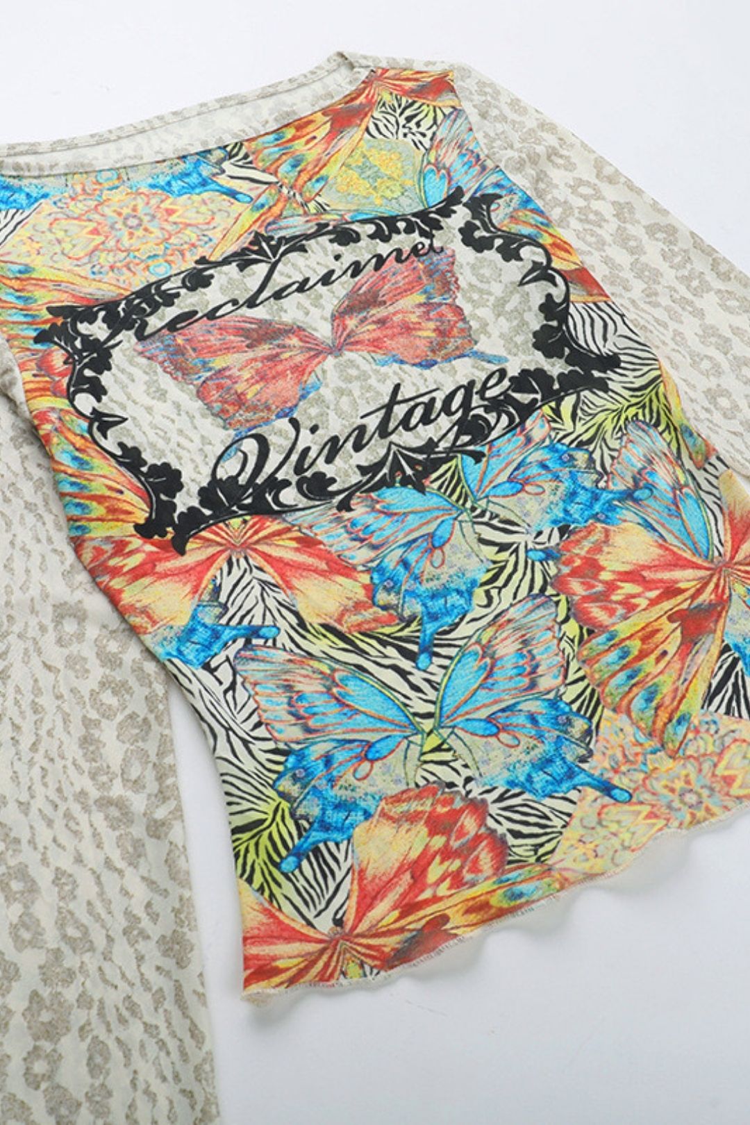 Slim Printed Mesh T-shirt Tops