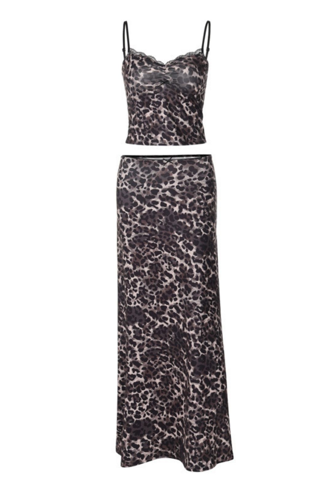 Print Sexy Lace Halter Top Slim Skirt Suit