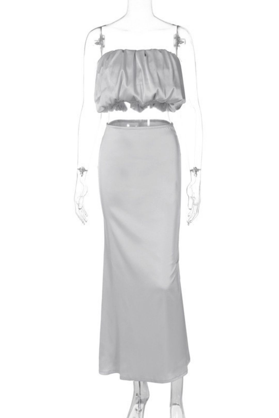 Tube Top Top Slim Skirt Suit